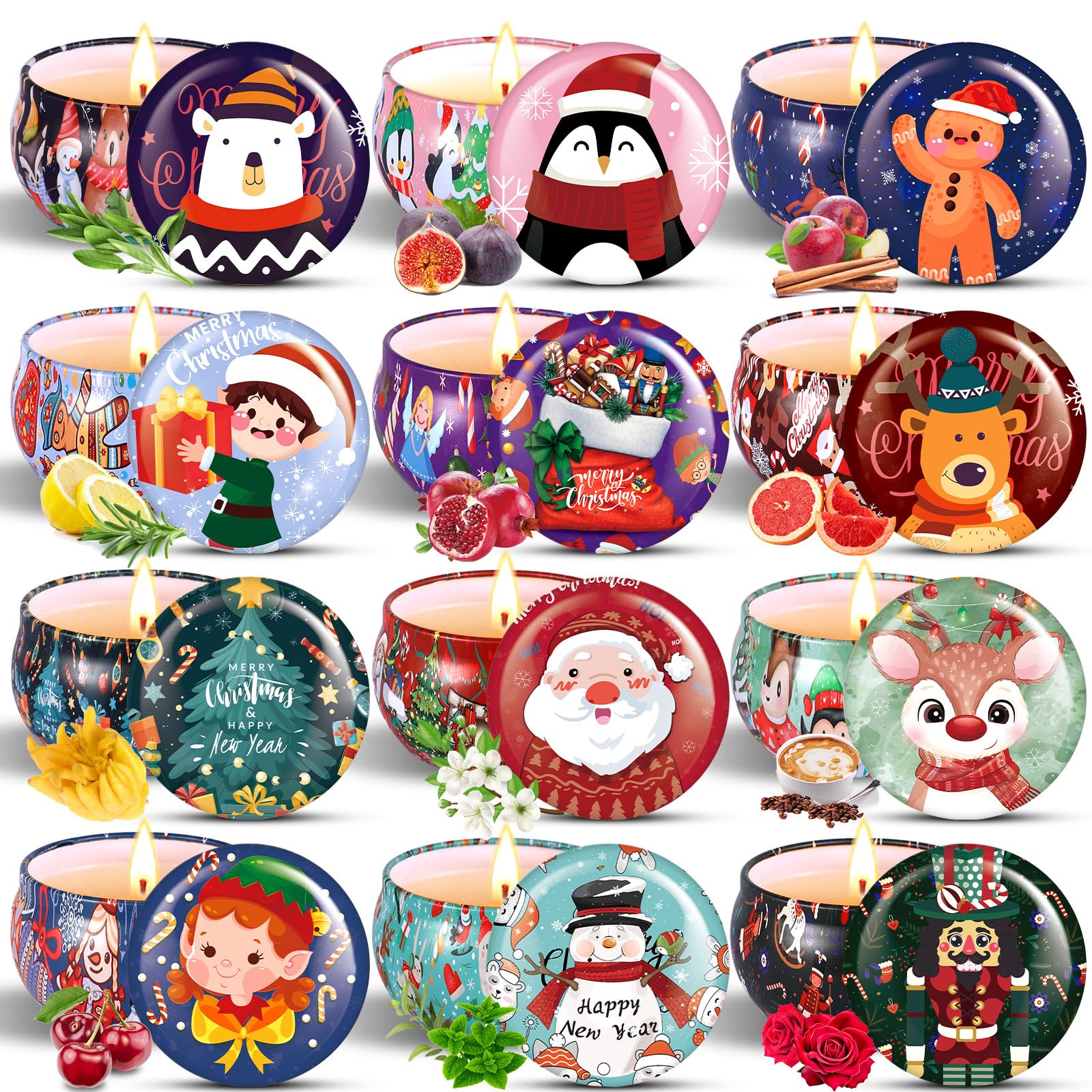 Velas Aromáticas, 12 Pack Velas Perfumadas de Cera de Soja, Regalos Originales para Mujer, para Dormitorio, Baño, Yoga, Cumpleaños, Navidad Día de San Valentín