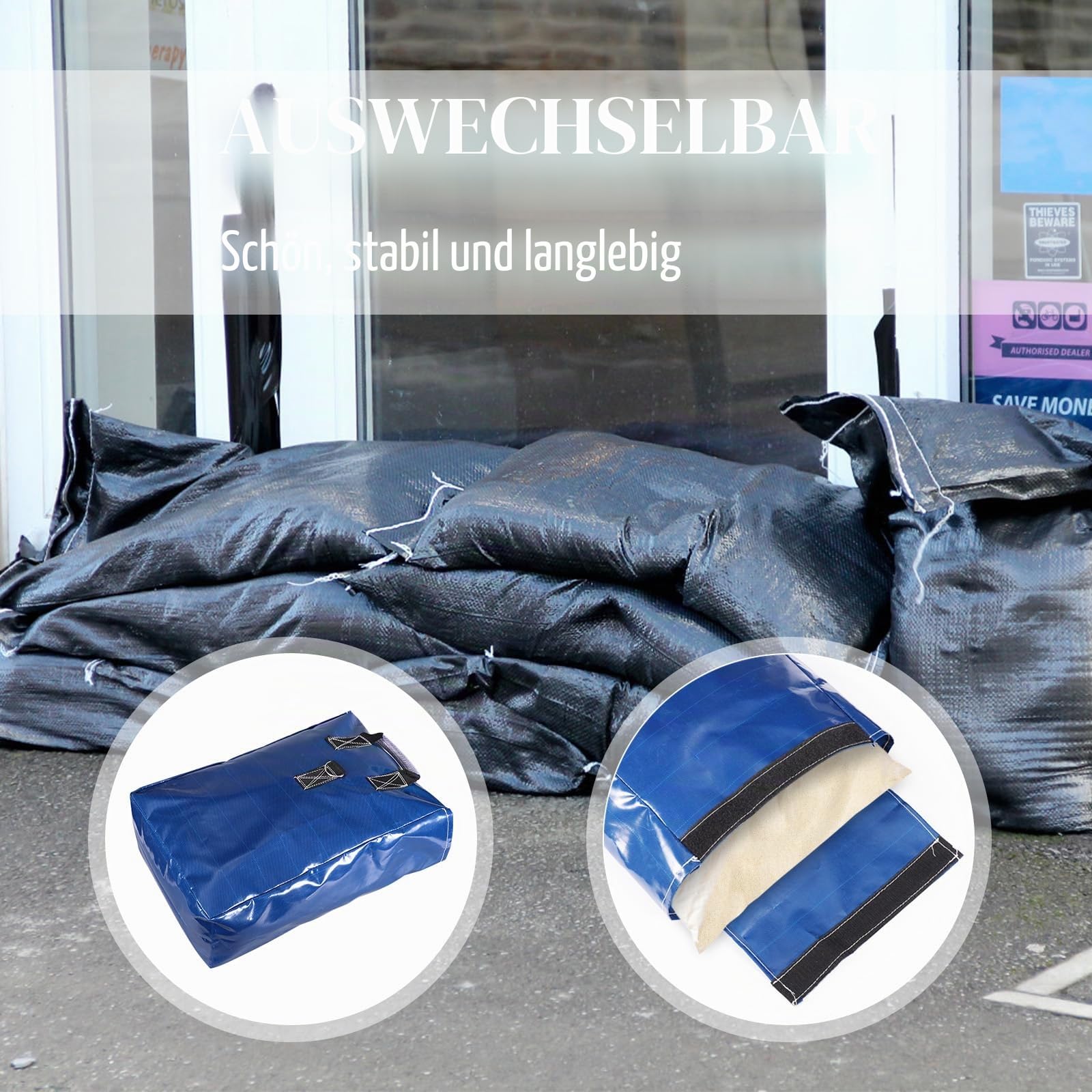 BOXOB 6stk Vinyl-Sandsäcke, Schwere Sandsäcke mit Griffen für Hüpfburgen Zeltplanen Wasserrutschen Sichere Verankerung für Outdoor-Aufblasbare Langlebig Wetterfest (Blau)