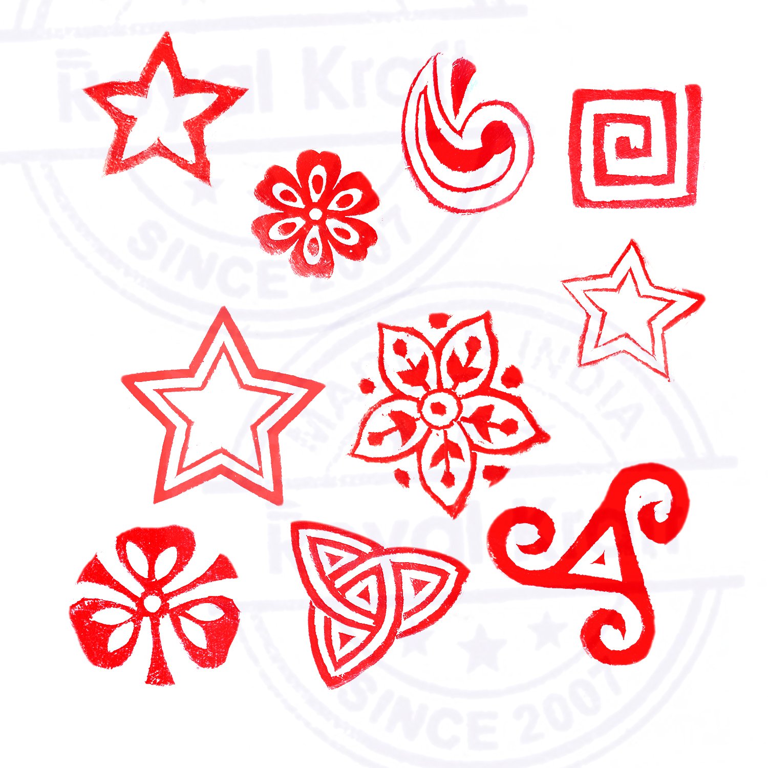 Royal Kraft Clay Print Stamps Attractive Small Geometric Pattern Wood Blocks - Set of 10 1