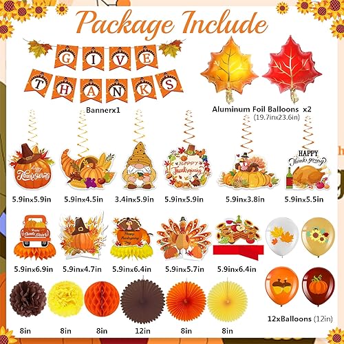 Miniatura 2 de Decoraciones de fiesta de Acción de Gracias, suministros de decoración de otoño, incluyendo pancarta de agradecimiento de calabaza, panal, centros
