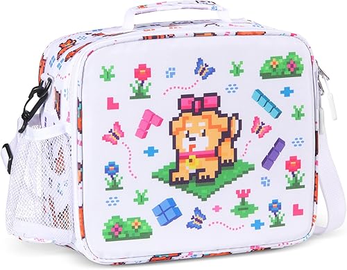 Miniatura 13 de rockpapa Lonchera infantil para niños con correa, impermeable, resistente a las manchas y al aceite, bolsa de almuerzo aislada, bolsa de almuerzo