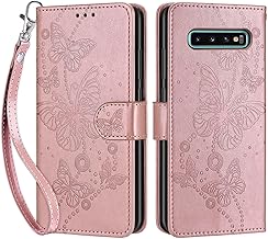 Handyhülle für Samsung Galaxy S10 Plus Hülle, Premium PU Leder Flipcase Magnetverschlüsse Schutzhülle Klapphülle mit Kartenhalter und Faltbare Brieftasche Hülle für Samsung Galaxy S10 Plus - Roségold