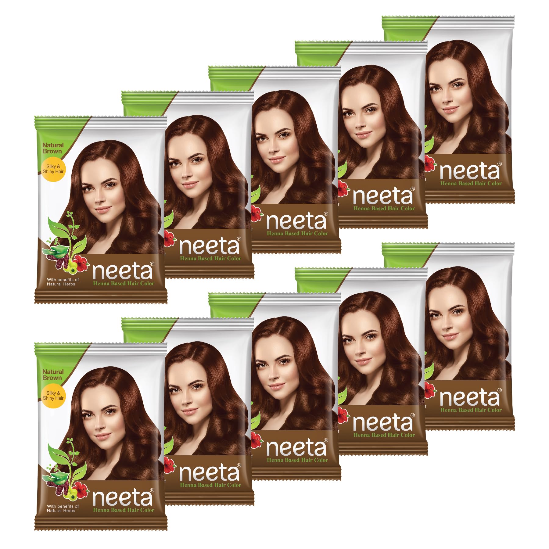 Neeta Hair Color Powder Natural Henna Based Hair Color With The Power Of Natural Herbs For Smooth & Silky Hair 15Gm Natural Brown-picture-46