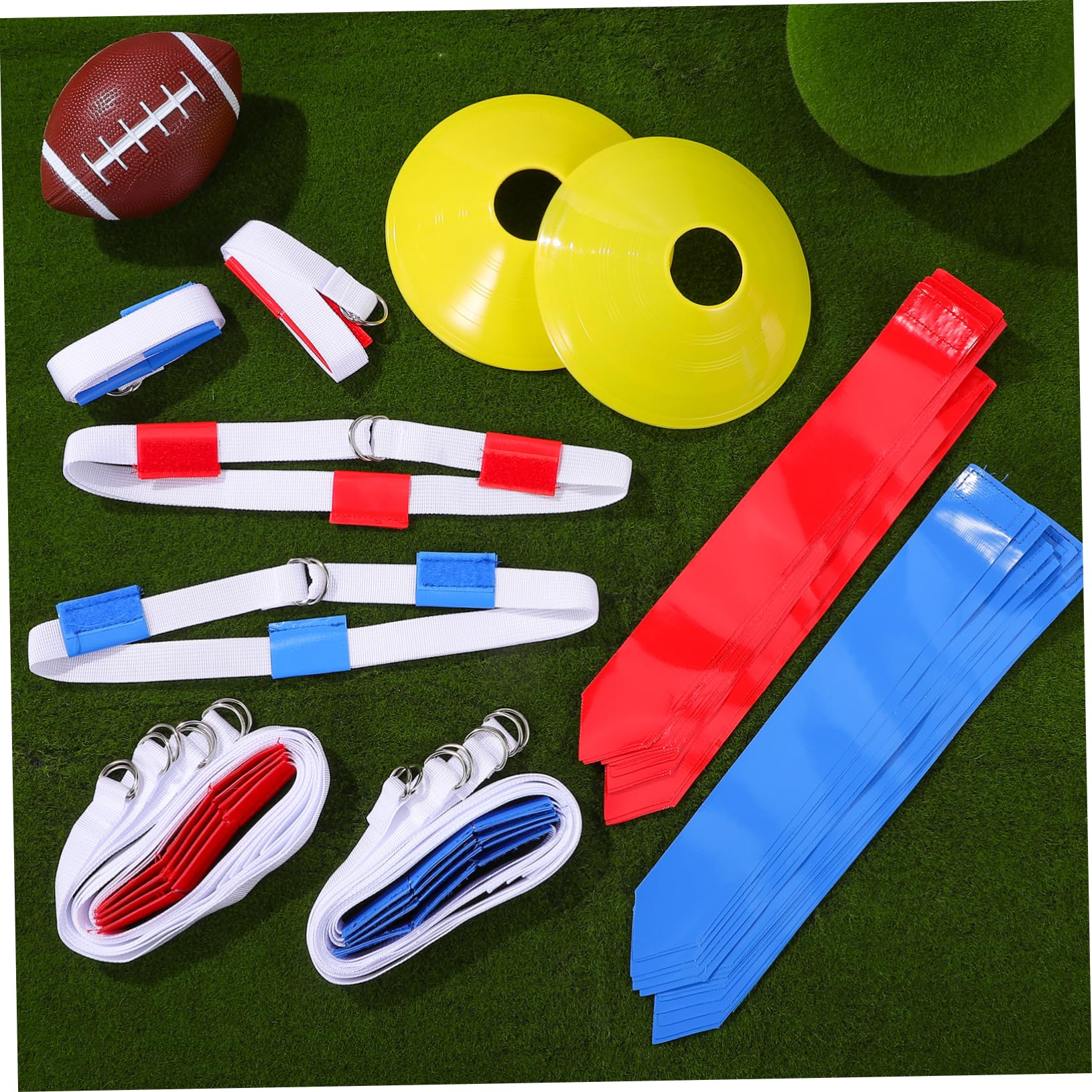 HANABASS Flag Football Gürtel 16 Stück Verstellbar Pvc mit Zugbeutel für Kinder und Erwachsene zur Fußball Trainingsausrüstung