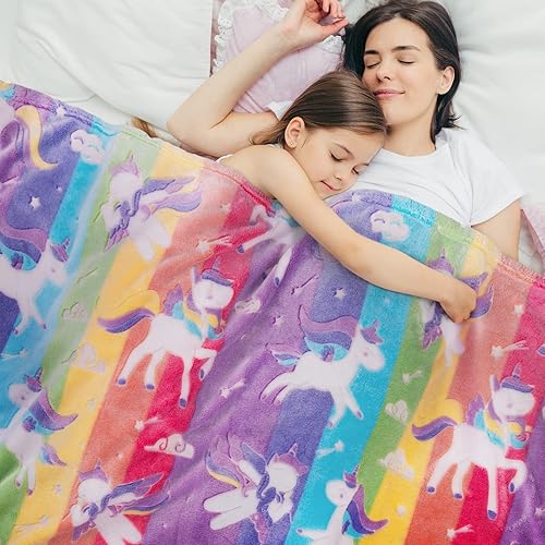 Miniatura 6 de Manta que brilla en la oscuridad, regalos de unicornio para niñas y niños, manta de cumpleaños, Halloween, Navidad, decoración luminosa para