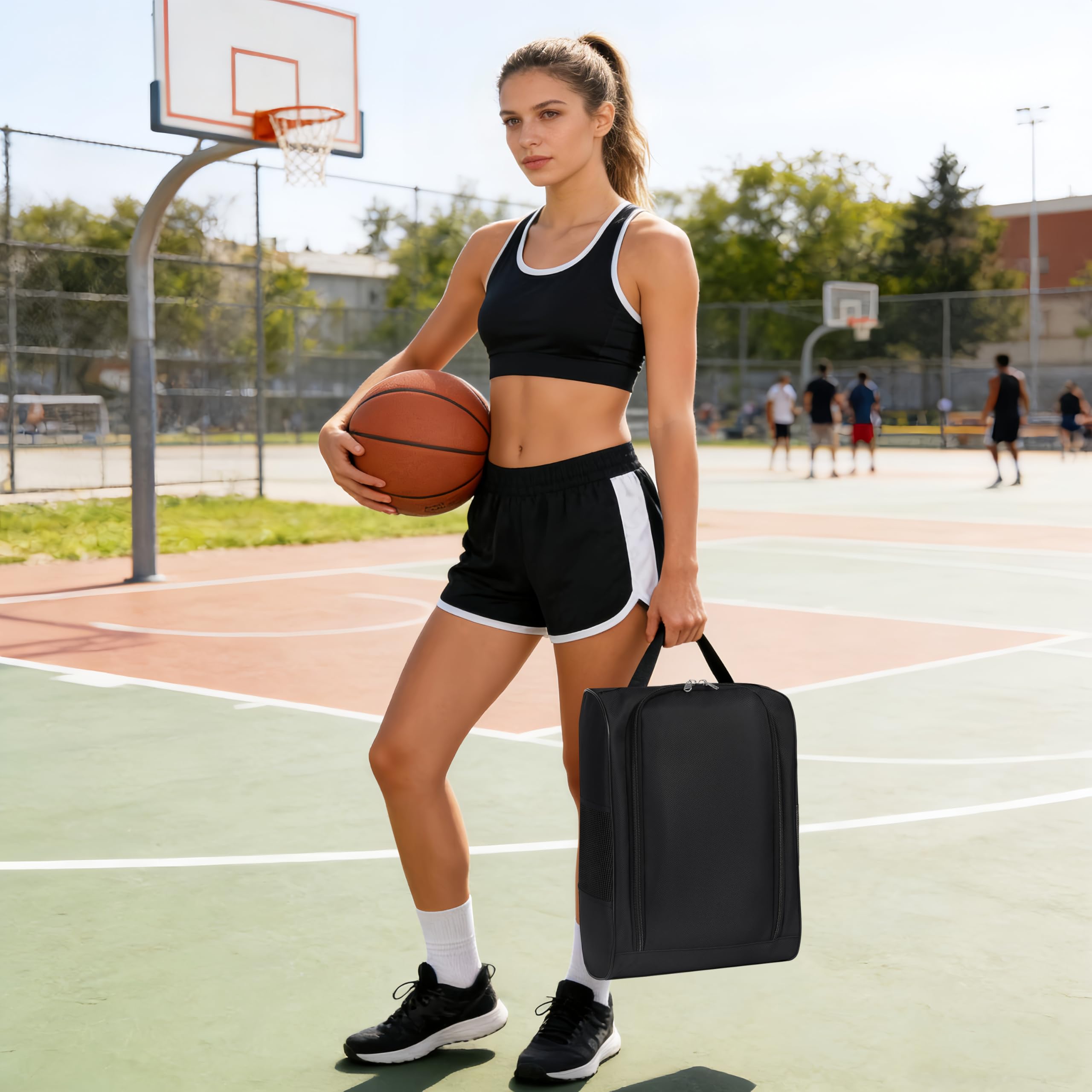 Bolsa para Zapatos de Golf para Hombre y Mujer 2 Unidades Bolsa Portátil de Oxford con Ventilación Organizador de Almacenamiento de Zapatos para Exterior, Deportes, Golf, Viajes y Gimnasio, Negro