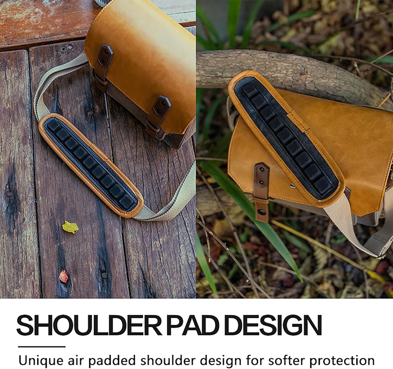 Camera Messenger Bag,Vintage Leather Flip-top Waterproof Camera Bag,Compatible with Canon,Nikon,Sony SLR/DSLR Mirrorless Cameras For Women and Men (Khaki, Medium)