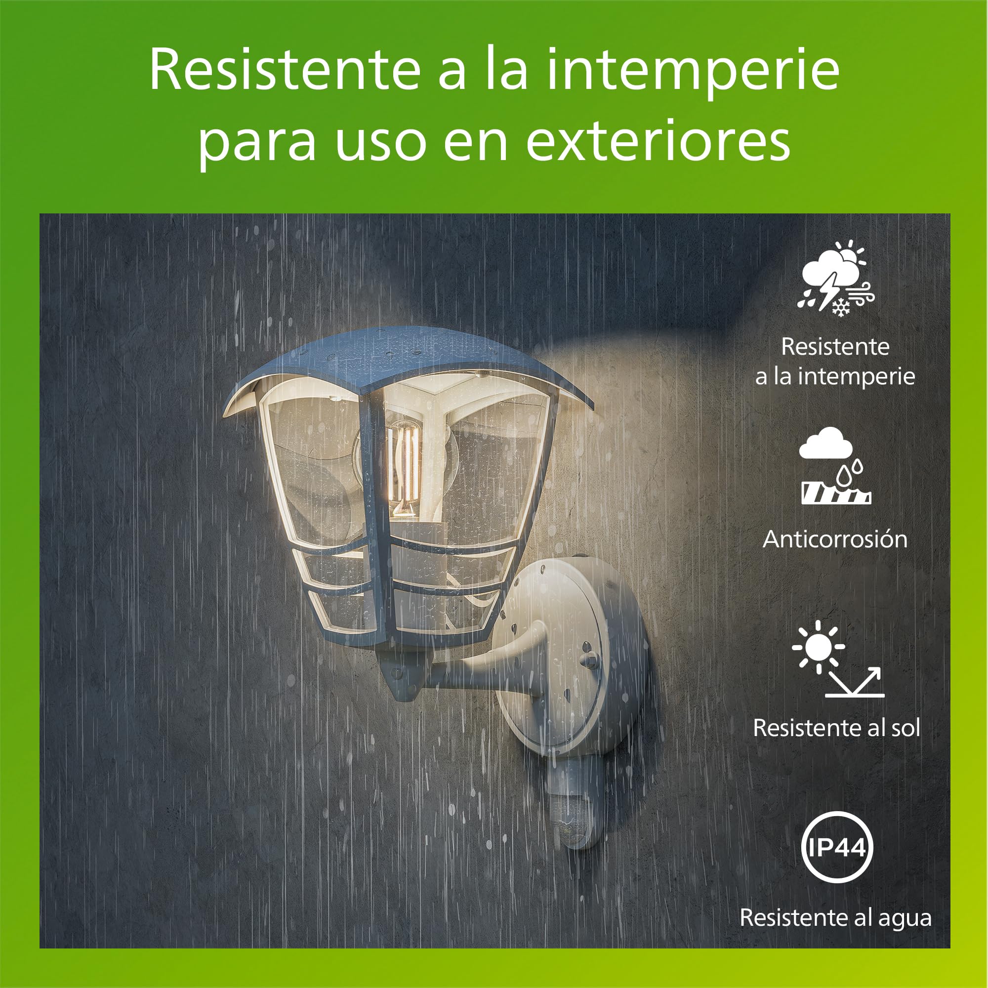 CGC Lighting Aplique LED De Exterior Con Detector De Movimiento PIR Blanco Natural 4000k Led Integrado Ip65 90788389