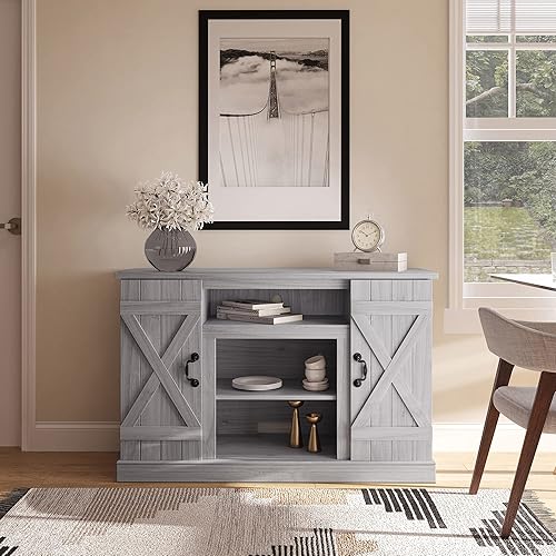 Miniatura 61 de BELLEZE - Soporte de madera rústico para TV de hasta 50", color roble Sargent Gris desteñido,Blanco,Pino Ashland,Gris,claro,Roble