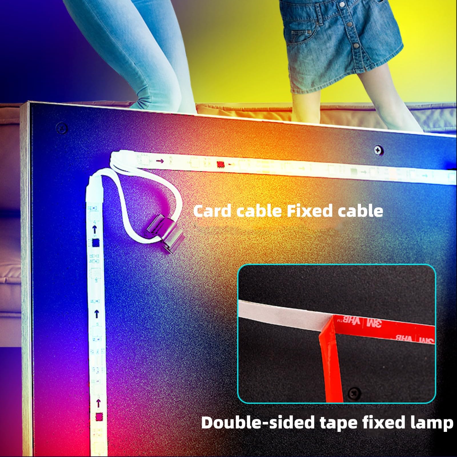 Tira de luz LED, retroiluminación LED de TV con caja de sincronización HDMI, sincronización de música, luces LED RGB que cambian de color, control de aplicación, iluminación flexible de neón para