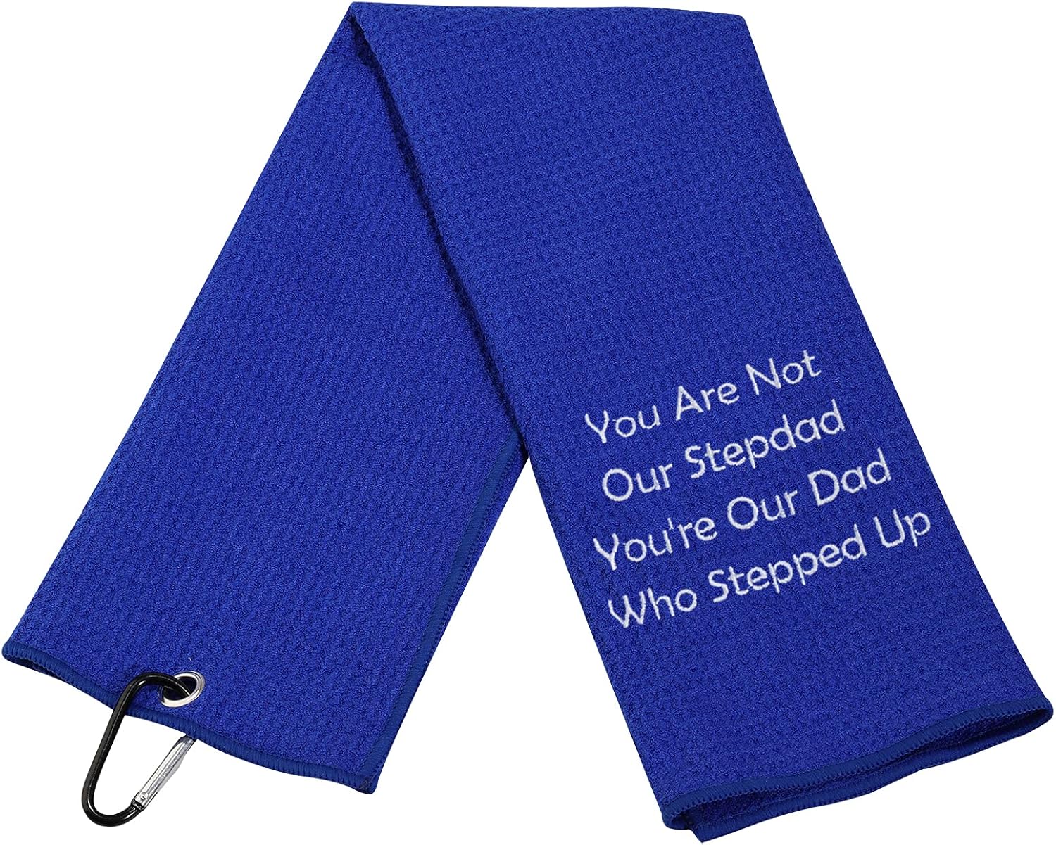 review LEVLO Step Dad Golf Towel Embroidered Golf Towel Gift You are Not Our Stepdad You're Our Dad Who Stepped Up Golf Towel with Clip (You are Not Our Stepdad-Blue)