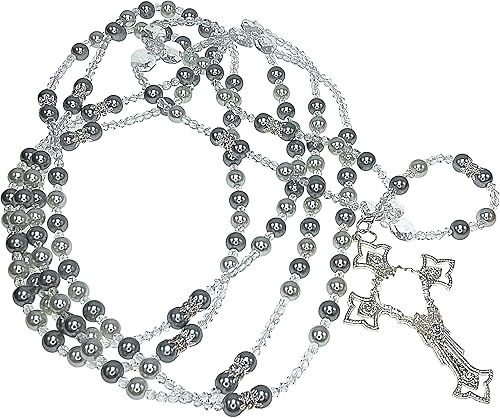 Lazo de boda de perlas de cristal de plata y blancacuerda de bodaLazo De Boda Perlas Grises Y BlancasRosario de boda, Cristal, No es una piedra disponible en Yaxa Colombia