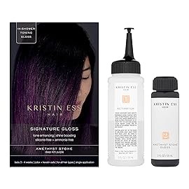 Kristin Ess Hair Gloss in Amethyst Stone Deep Rich Purple - 4 Wk Semi Permanent Hair Dye Glaze - Color Depositing Conditioner & Toner for Vibrant Color, Shine + Gloss - Vegan, Silicone & Ammonia Free