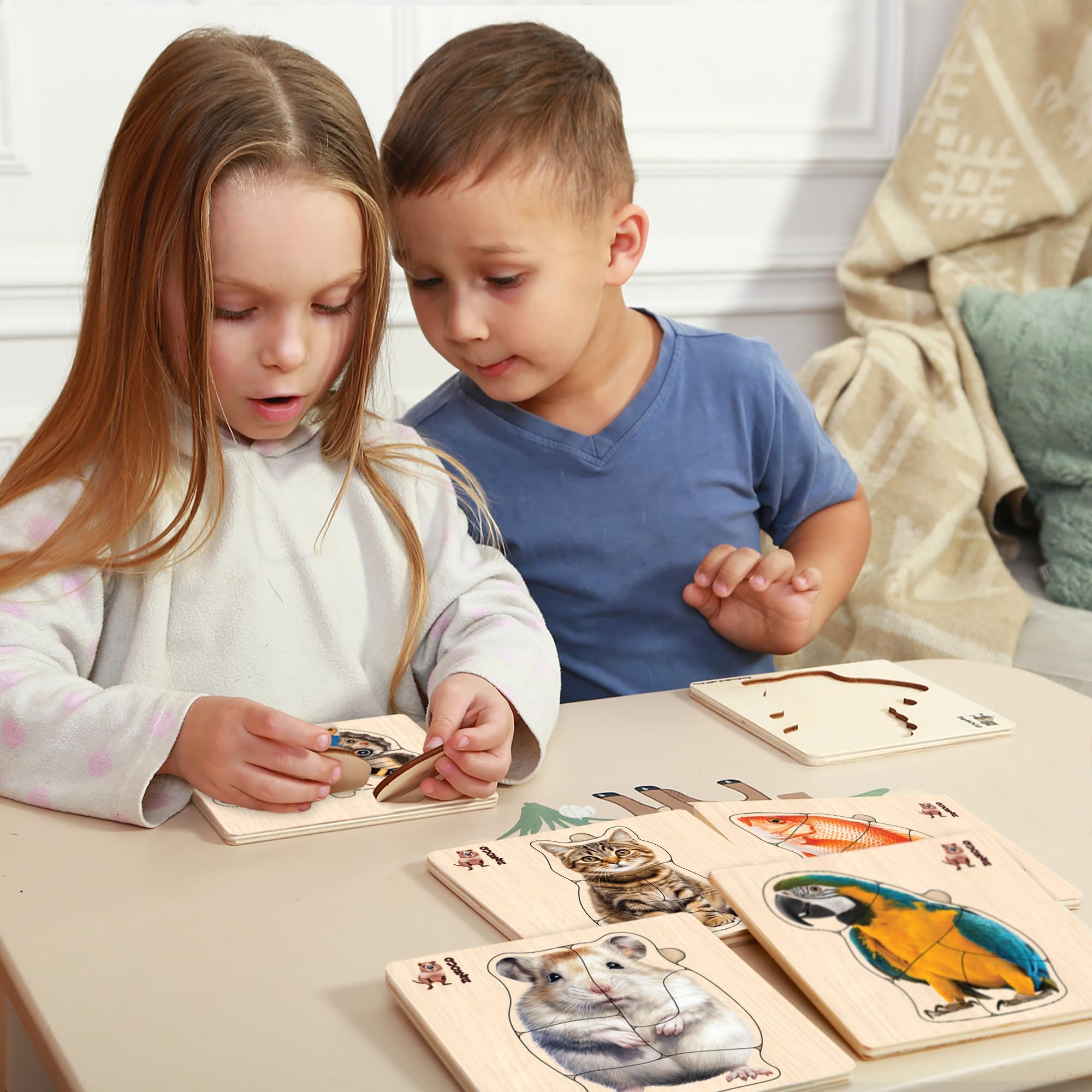 QUOKKA Spielzeug Puzzle ab 1 2 3 Jahre - Montessori Holz Steckpuzzle für Kinder ab 4 - Tiere Lernspielzeug für Mädchen and Jungen