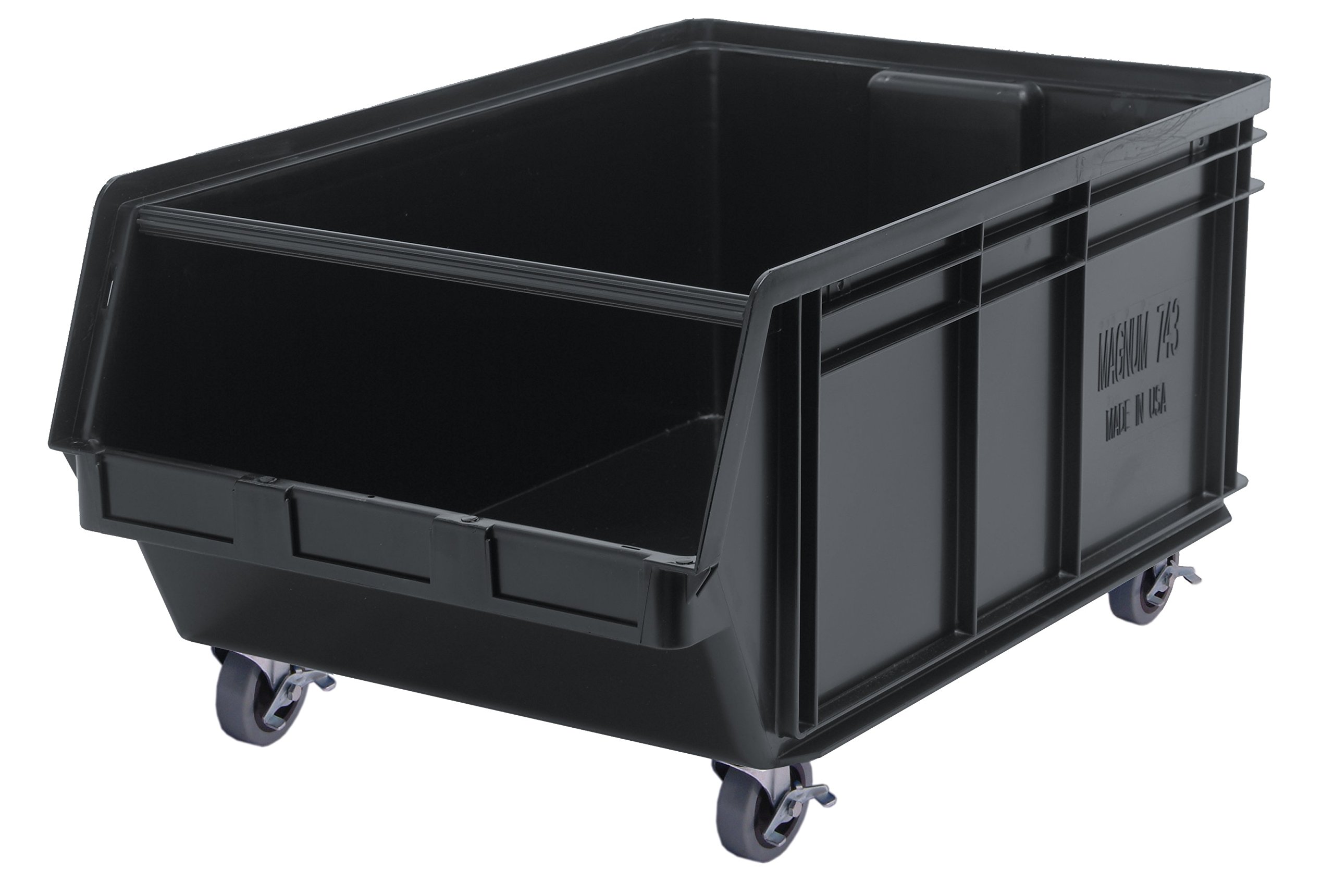 Quantum Storage Systems QMS843MOBBK Heavy Duty Mobile Magnum Bin with Spread Bar, 29" x 18-3/8" x 14-7/8", Black