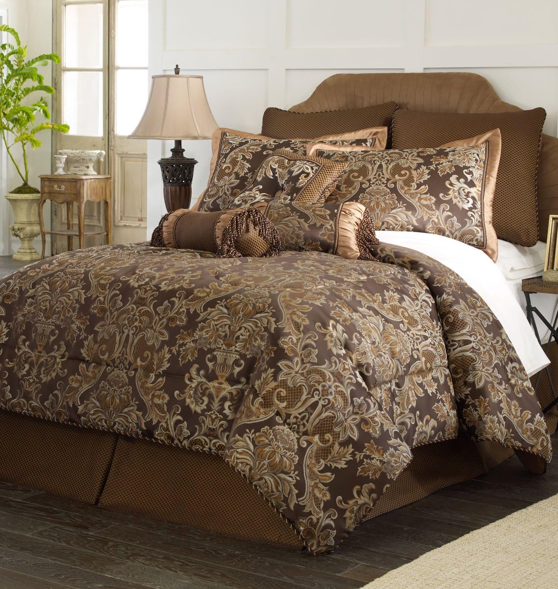 Blanket America Camellia 7Piece Comforter Set, Full, Brown