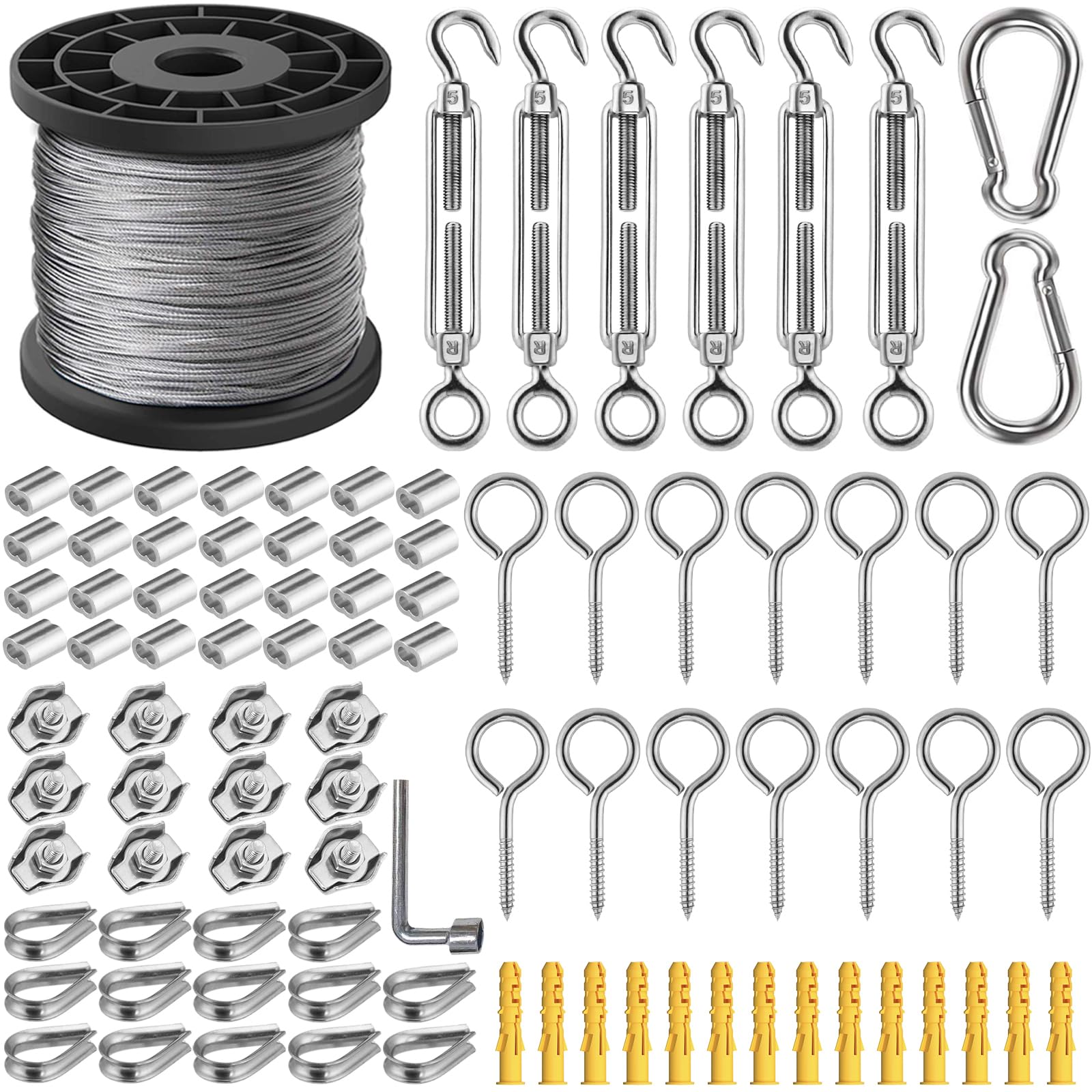 Garden Wire for Climbing Plants 50m Stainless Steel Wire Rope Kit 2mm PVC Coated