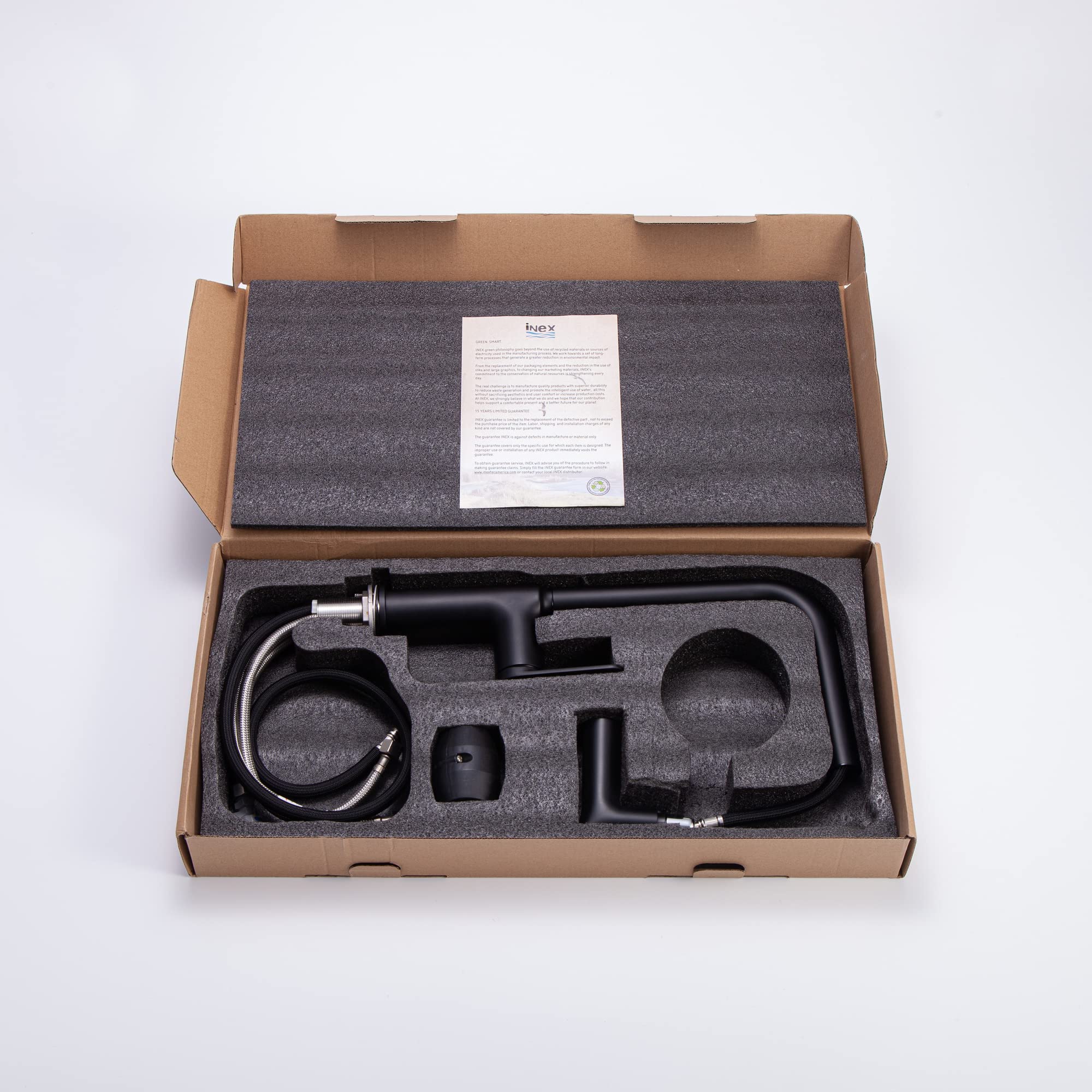 INEX EUROPA Robinet de cuisine avec tuyau amovible 5 ans de garantie noir mat en acier inoxydable modèle KED88588 économie d'eau haute pression réglable