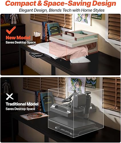 Miniatura 6 de VEVOR Prensa de calor híbrida, 15 x 15 pulgadas, multifunción 5 en 1, se calienta rápido y uniforme, diseño patentado, fácil de controlar, máquina