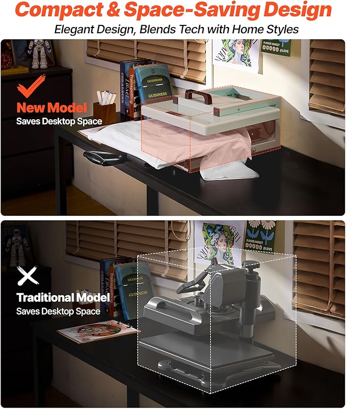 VEVOR Prensa de Calor Híbrida 8 en 1, 15 x 15 pulgadas, Diseño Patentado miniatura 8