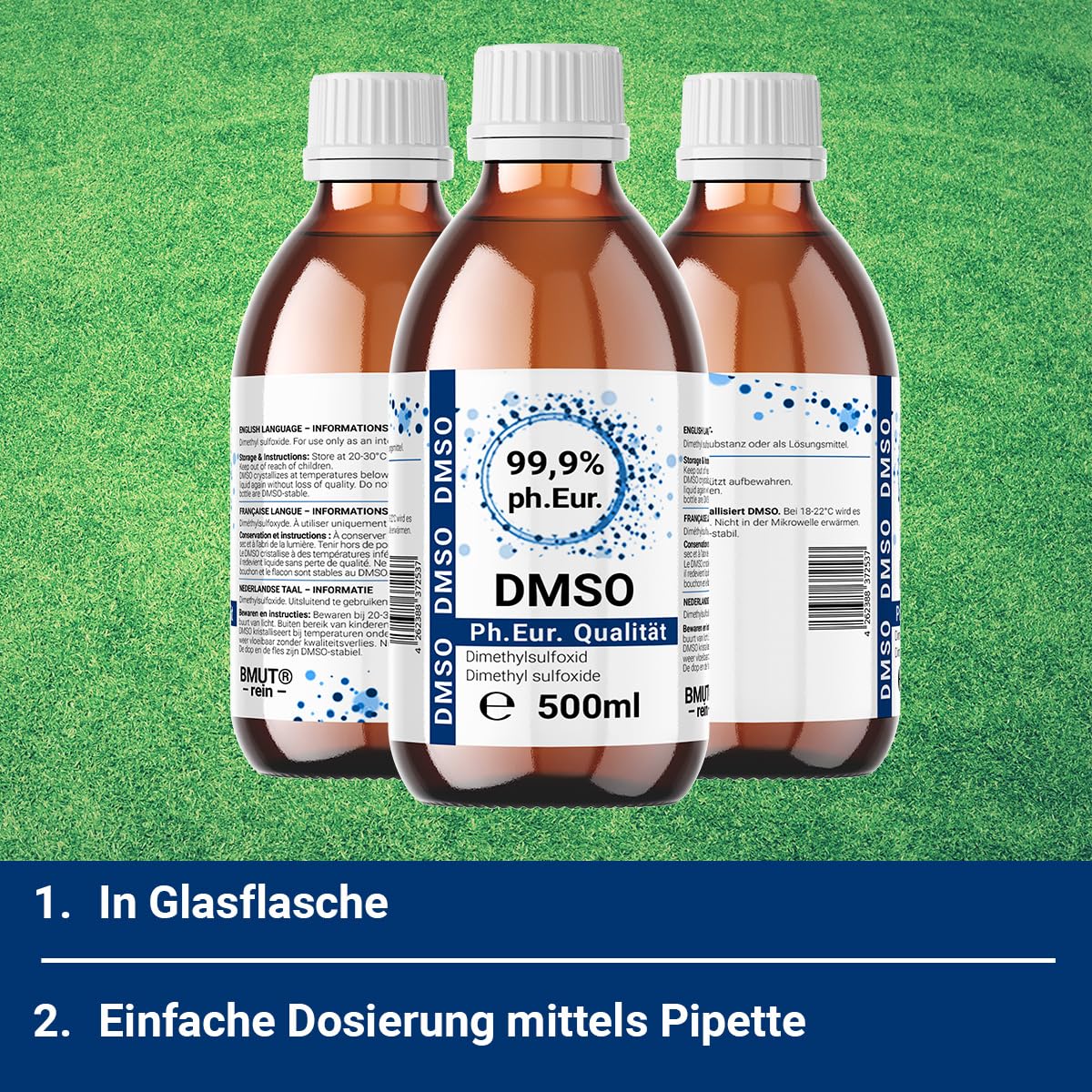 500ml DMSO 99,9% – Dimethylsulfoxid in pharmazeutischer Reinheit nach Ph. Eur. – Hochwertige Lösung in lichtgeschützter Braunglasflasche
