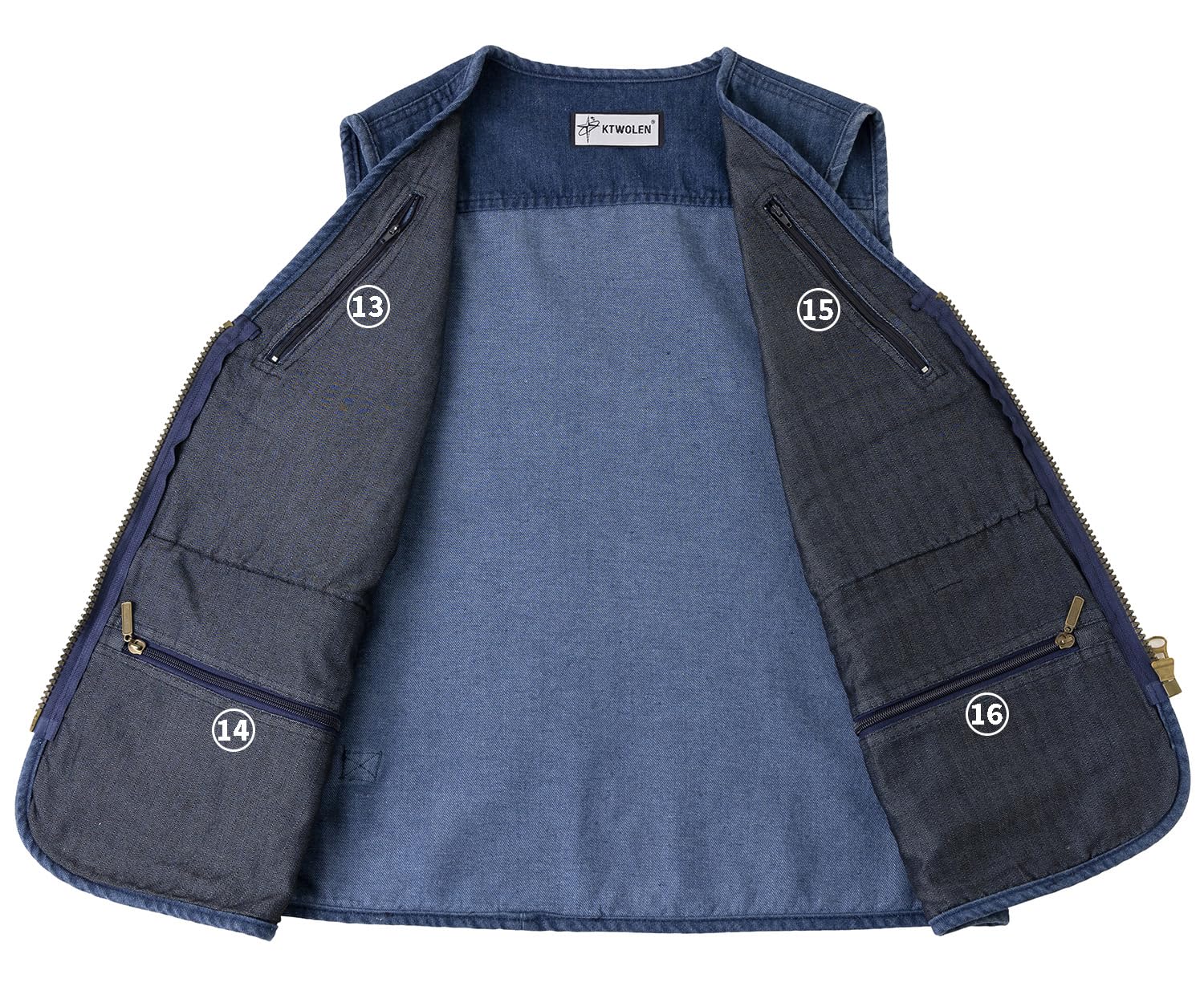 Gilet en Jeans pour Homme Poids Lourd Gilet en Denim de Travail Vintage Veste de Denim Sans Manches Multi Poches Gilet de Moto