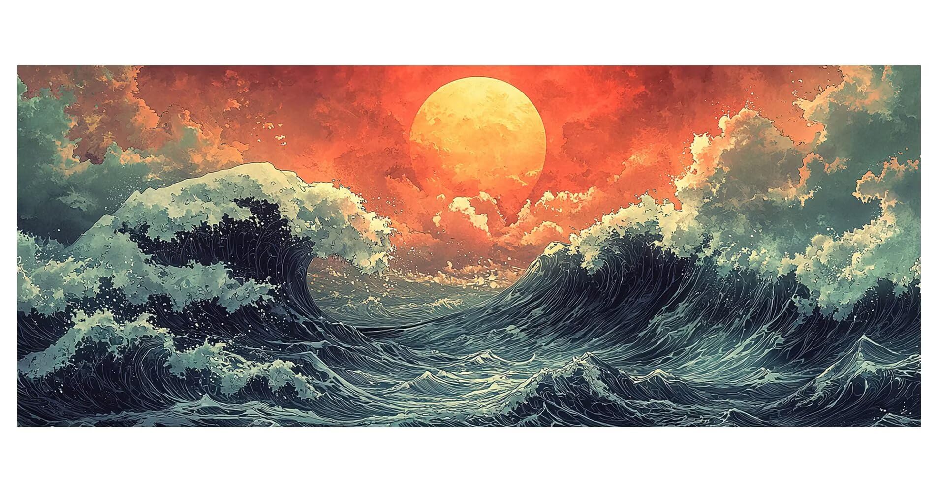 Sonne Diamond Painting Groß XXL 250x100cm, Basteln Erwachsene Diamond Painting Set, 5D DIY Meer Diamant Paintings Bilder Erwachsene, Diamond-painting Set mit Zubehör für Deko Wohnzimmer Geschenke B-93