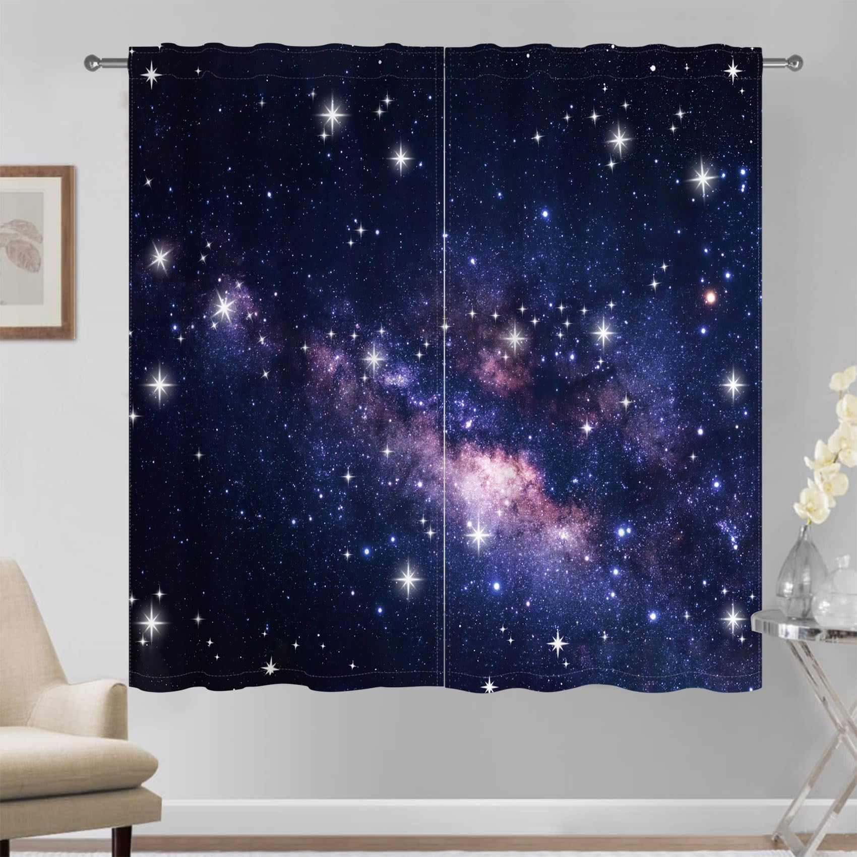 Kzzfqxb 117x183cm Starry Sky Curtains Set of 2 Panels - Image 3