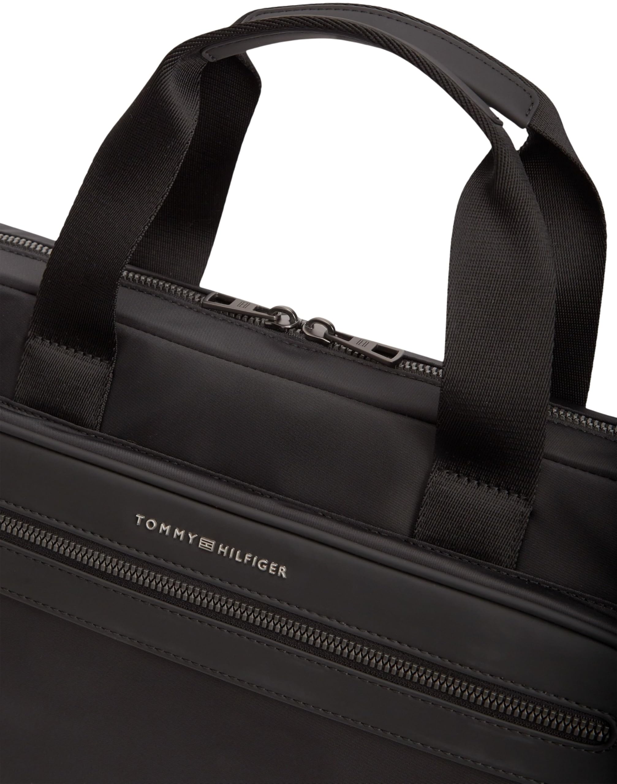 Tommy Hilfiger Herren Laptoptasche Repreve mit abnehmbarem Schultergurt, Schwarz (Black), Einheitsgröße