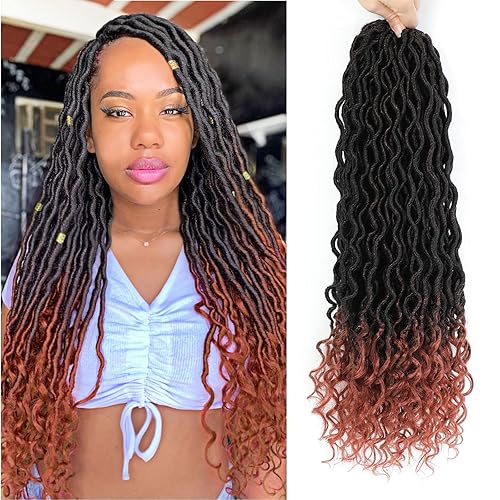 Miniatura 1 de Goddess Locs - Cabello de ganchillo de 18 pulgadas, 6 paquetes de rastas sintéticas de cabello de ganchillo para mujeres negras, rastas sintéticas