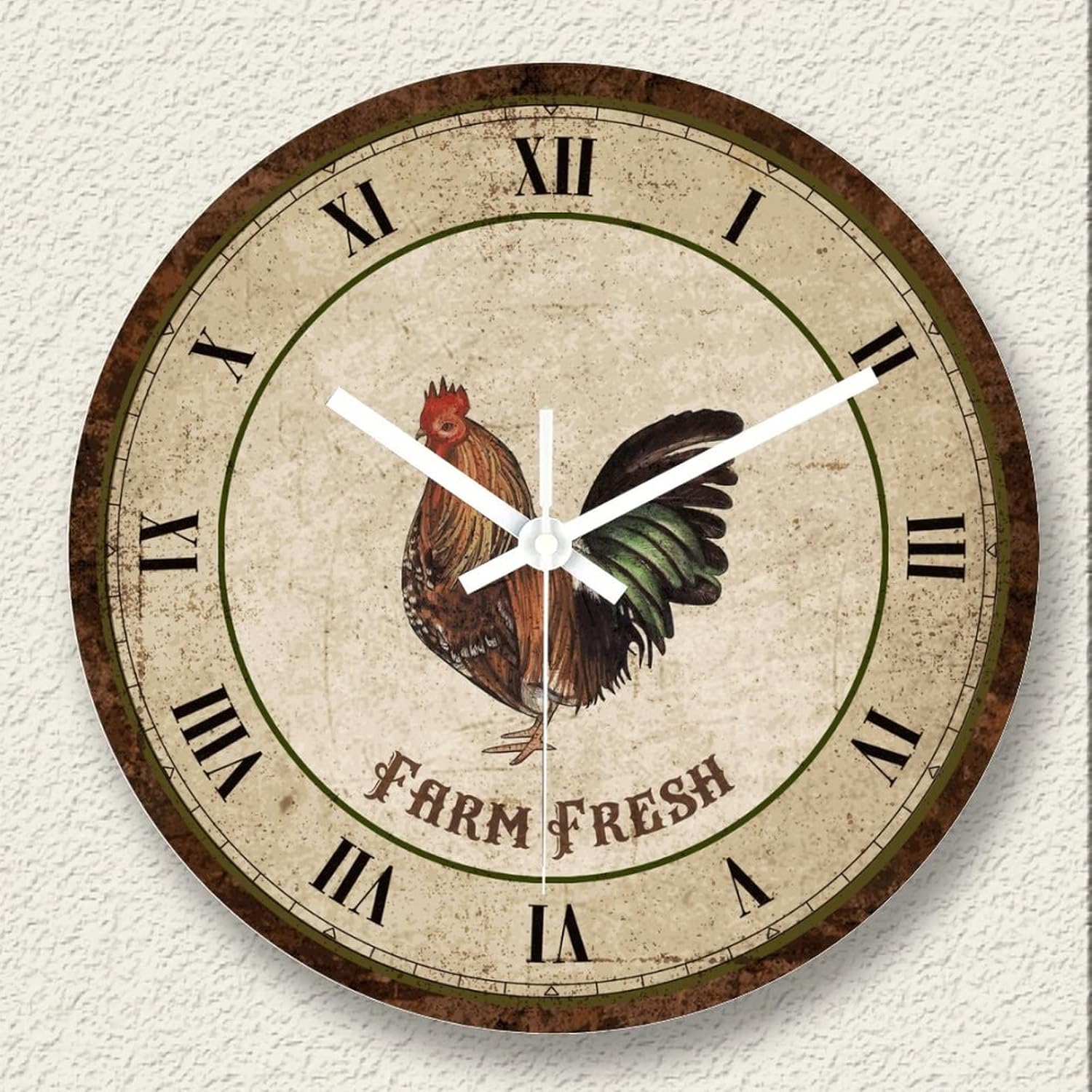 Vrurinss Country Vintage Wall Clocks Rooster Farm Fresh