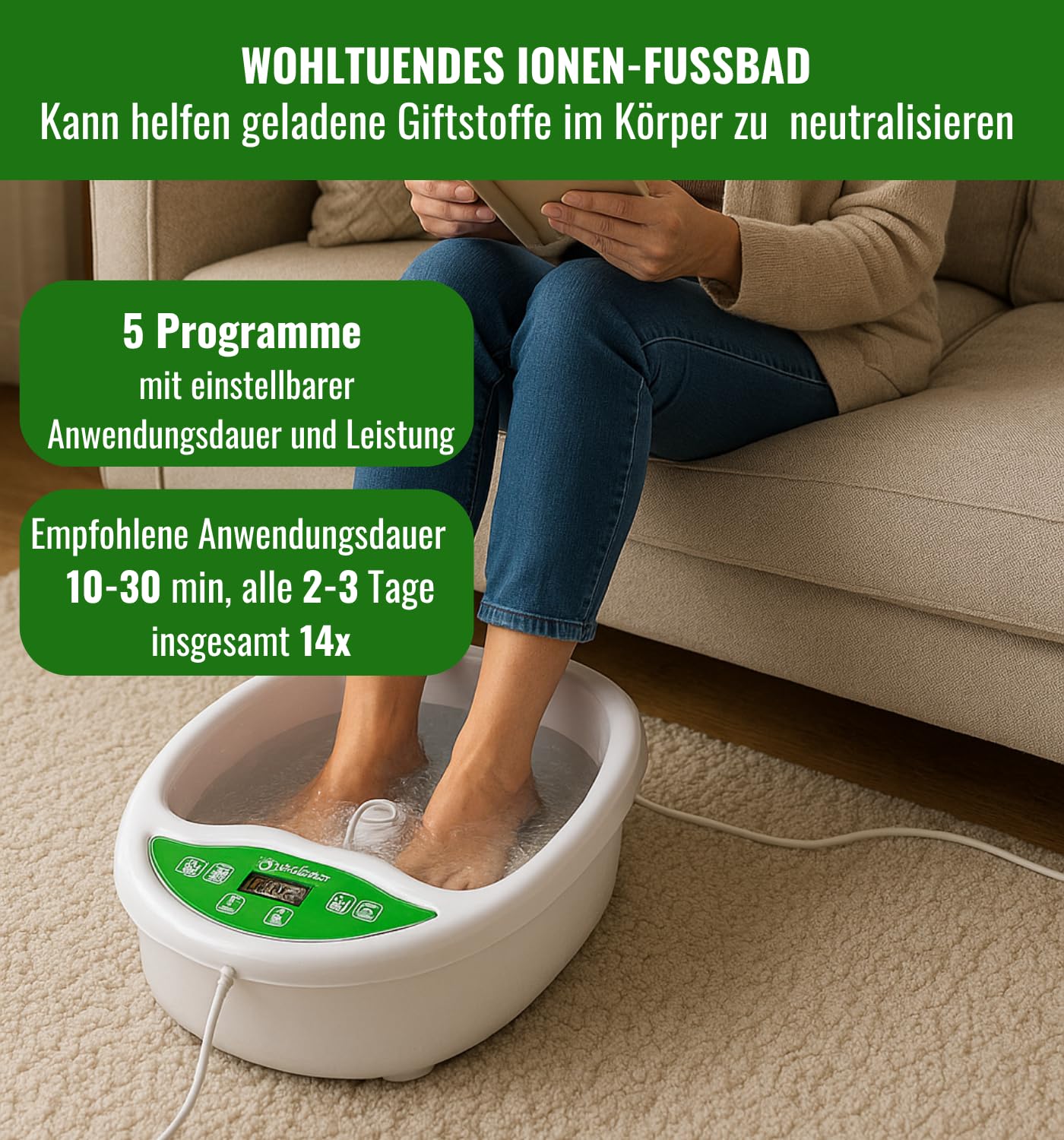 Royal Spa, Fußelektrolysebad, Fußbad, mit 3 Spulen, Elektrolyse Fußbad, Fußwanne