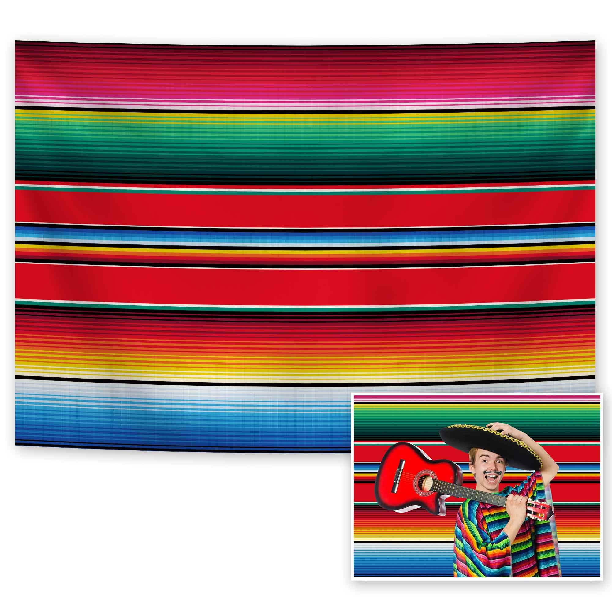Haboke 7x5ft Soft Wrinkle Free Fabric Colorful Stripes Mexican Fiesta Theme Party Backdrop Cinco De Mayo Mexican Festival Decorations Photography Background Banner Photo Studio Props