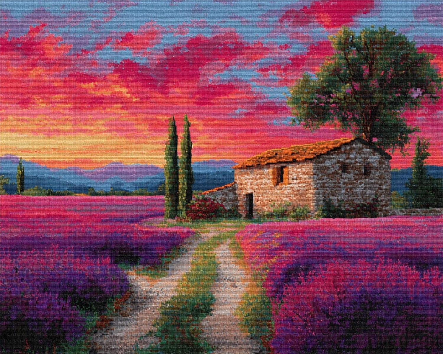 Henypt DIY Latch Hook Rug Kits Lavender Fields 80x160cm