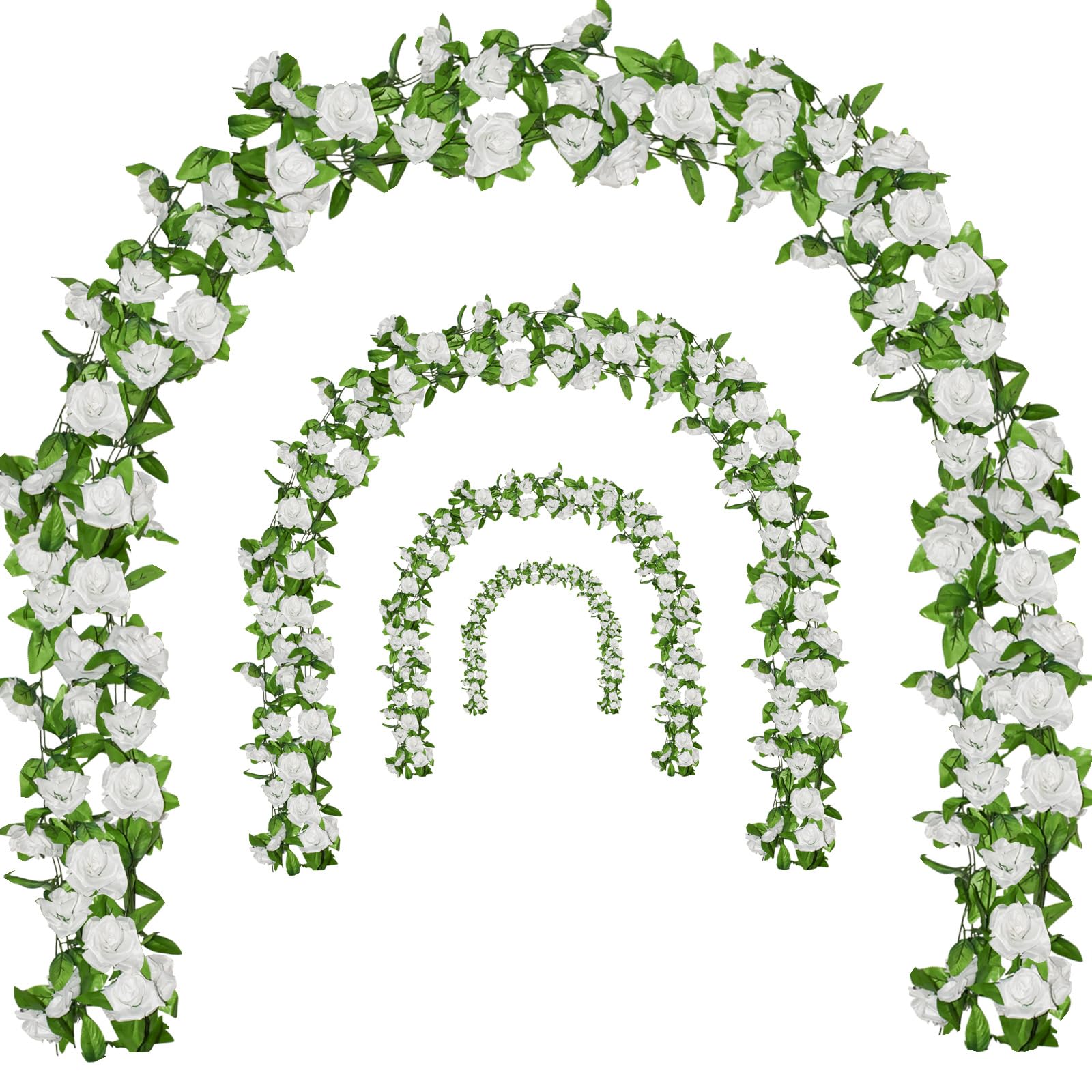 Lot de 6 guirlandes de fleurs artificielles à suspendre pour fête de mariage, mur, jardin, table, décoration d'intérieur (blanc)
