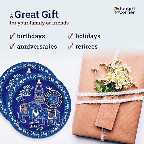 Miniatura 5 de Calcomanías de elefante azul y rinoceronte con personal Ksitigarbha Feng Shui, símbolo de protección contra pérdida de dinero, regalo de Feng Shui,