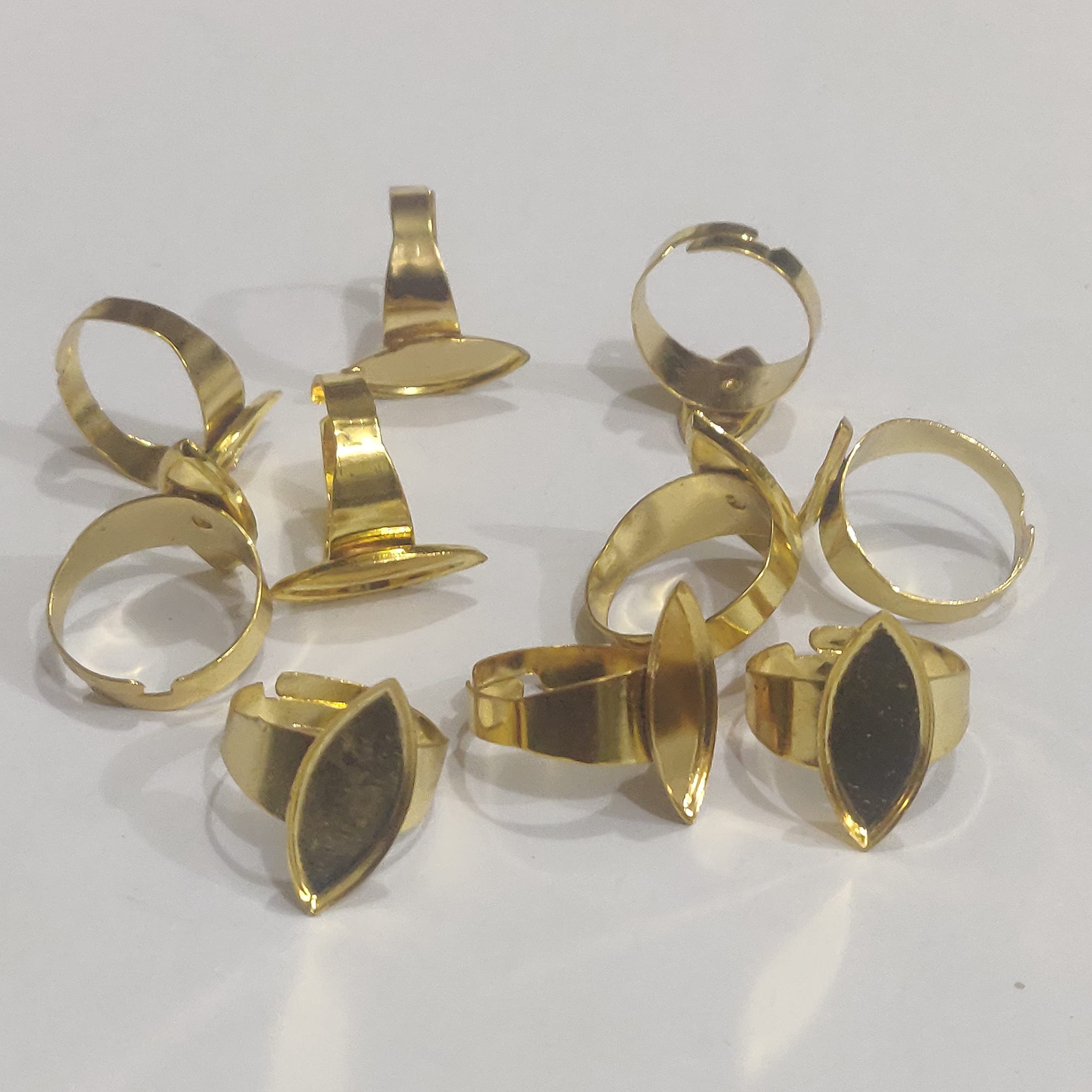 Excellentcrafts Finger Ring Blanks for Resin Adjustable Ring Bases Gold Plated Metal Round/Square/Triangle/Oval/Eye Finger Ring Trays 10Pcs (Gold, Eye 10x20mm) (B09J2H25Z3) Amazon Price History, Amazon Price Tracker