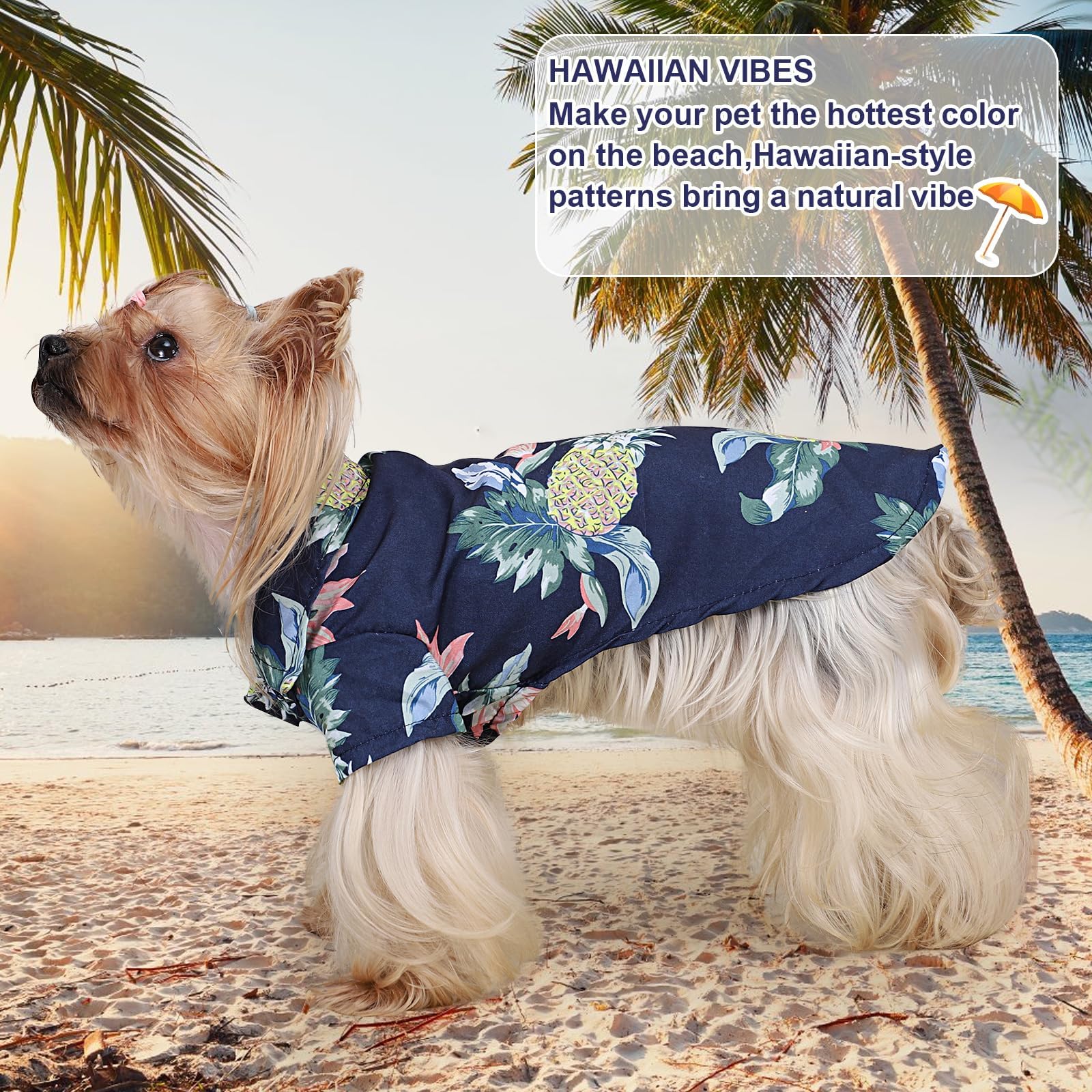 Chemise Hawaïenne pour Chien,Chemises pour Petit Chien Chat,Polo pour Animaux de Compagnie,Chemises pour Chiens D'été T-Shirt,Chemise pour Dog pour Loisirs,Plage,Camping,Vacances (Azul Marino XL)