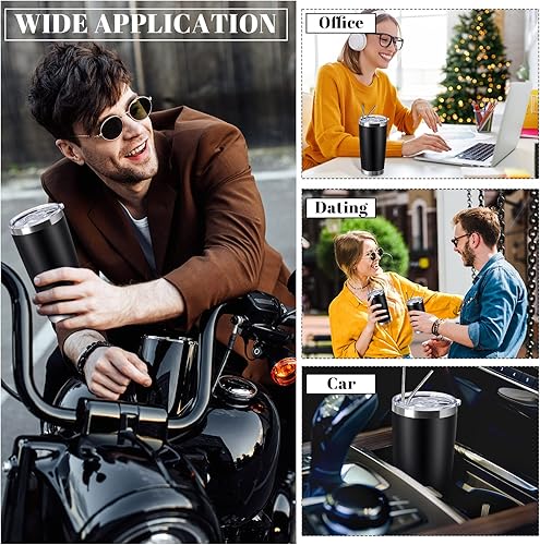 Miniatura 4 de Paquete de 25 vasos de acero inoxidable a granel de 20 onzas, vasos de viaje con aislamiento al vacío de doble pared, vasos duraderos con tapa y