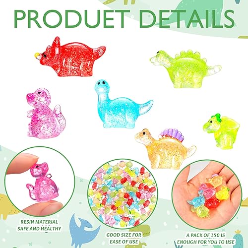 Miniatura 9 de Poen 96 piezas de mini figuras de dinosaurio de resina pequeños juguetes de dinosaurio de jardín de hadas, mini dinosaurios pequeños realistas