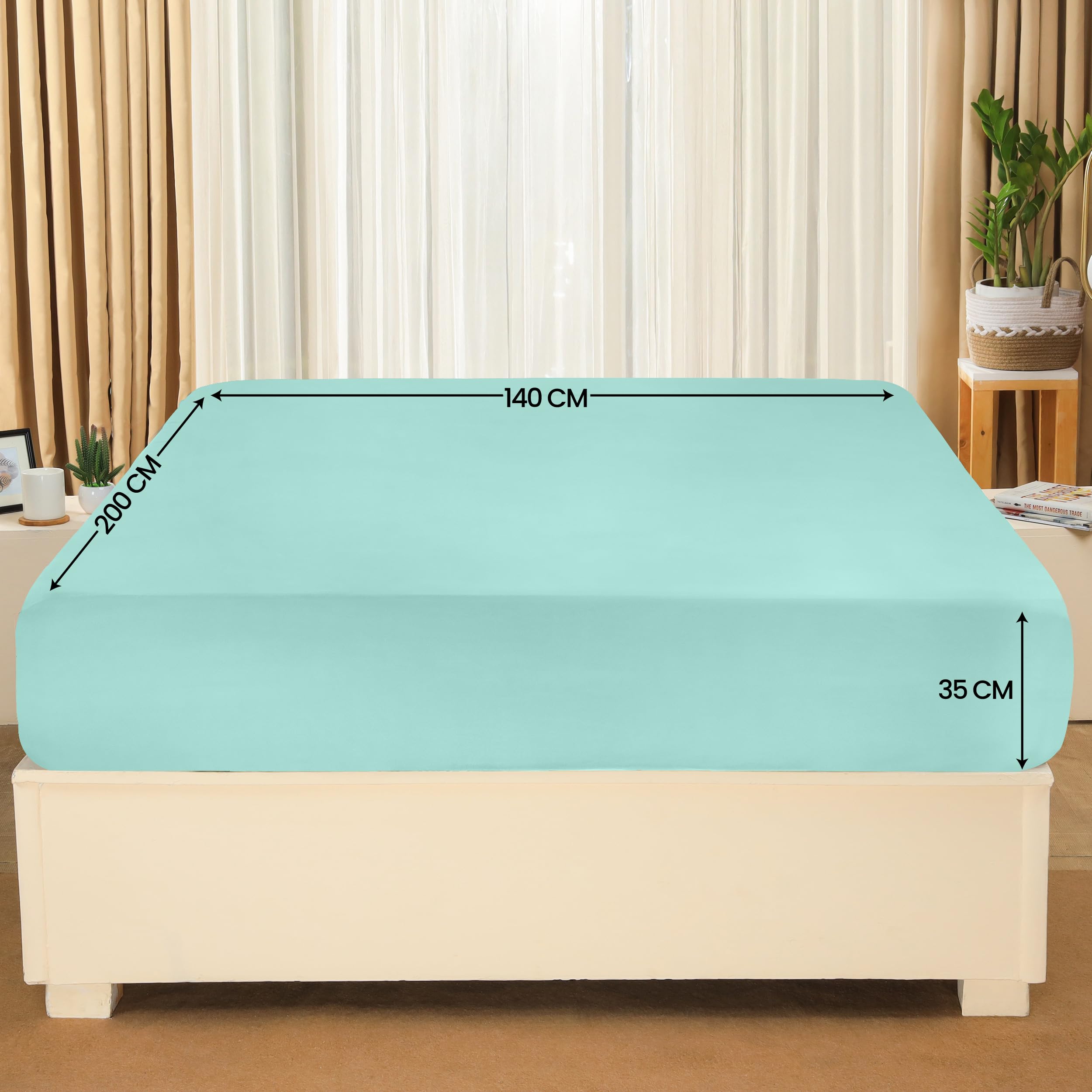 Utopia Bedding Lenzuolo con Angoli Una Piazza e Mezza Francese - 140x200cm - Blu Spa - Microfibra di Poliestere Spazzolato - Lenzuolo sotto con Angoli Elasticizzato