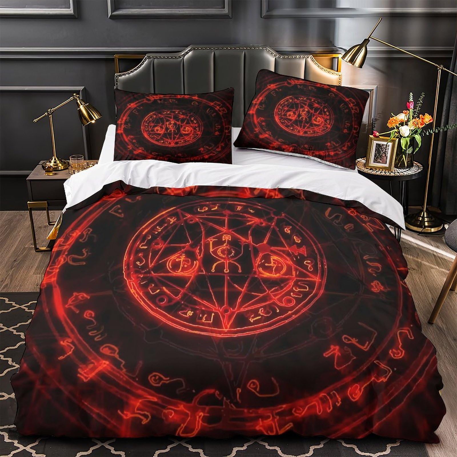 Housse de couette Sceau Mystique Rouge microfibre 135x200cm pour lit simple de garçon