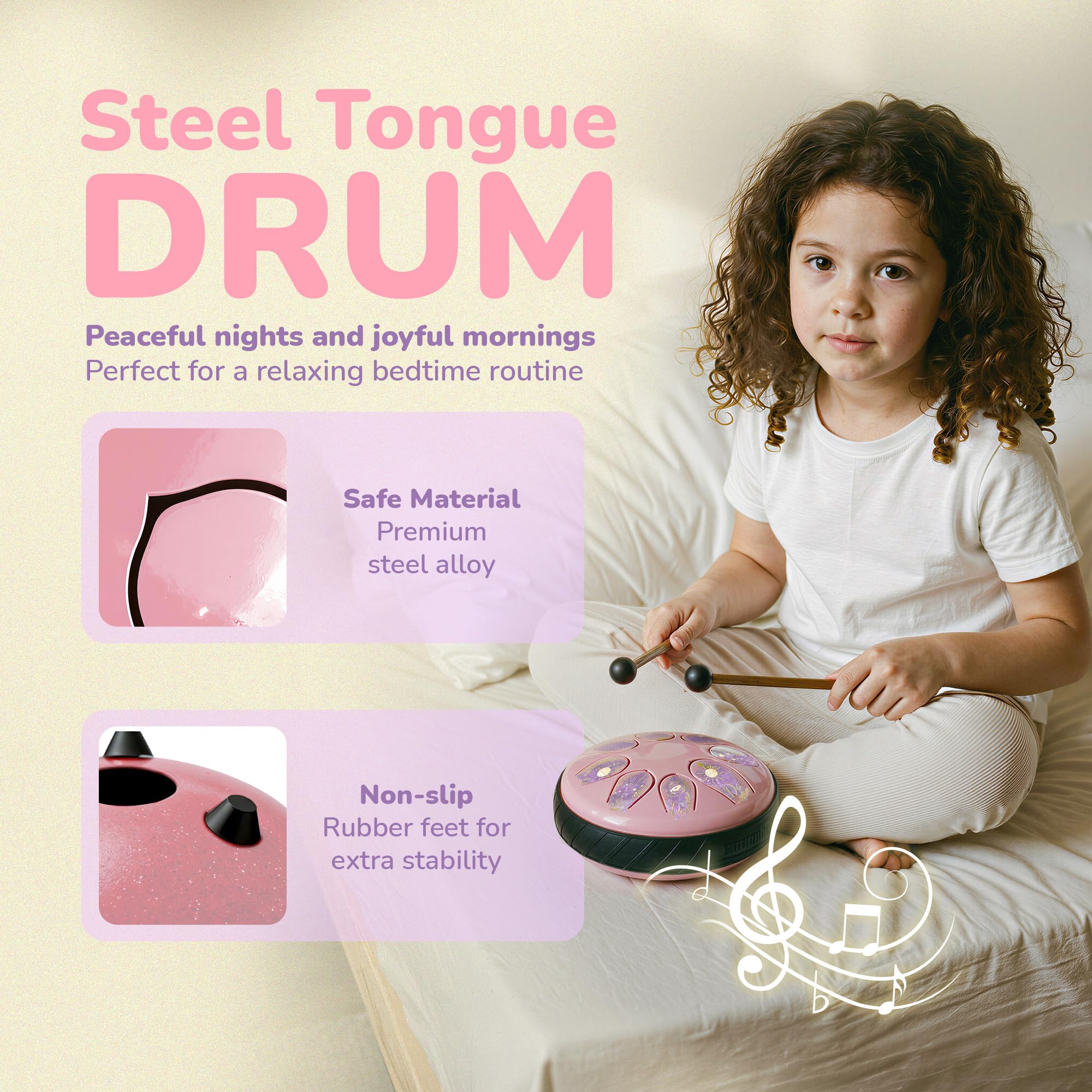 Strumenti Musicali Bambini – Kit Sensoriale con Kalimba, Tamburo Oceanico e Bastone della Pioggia – Giochi Bambini 3+ Anni per Relax, Creatività e Ritmo – Regalo Bambina 3+ Anni