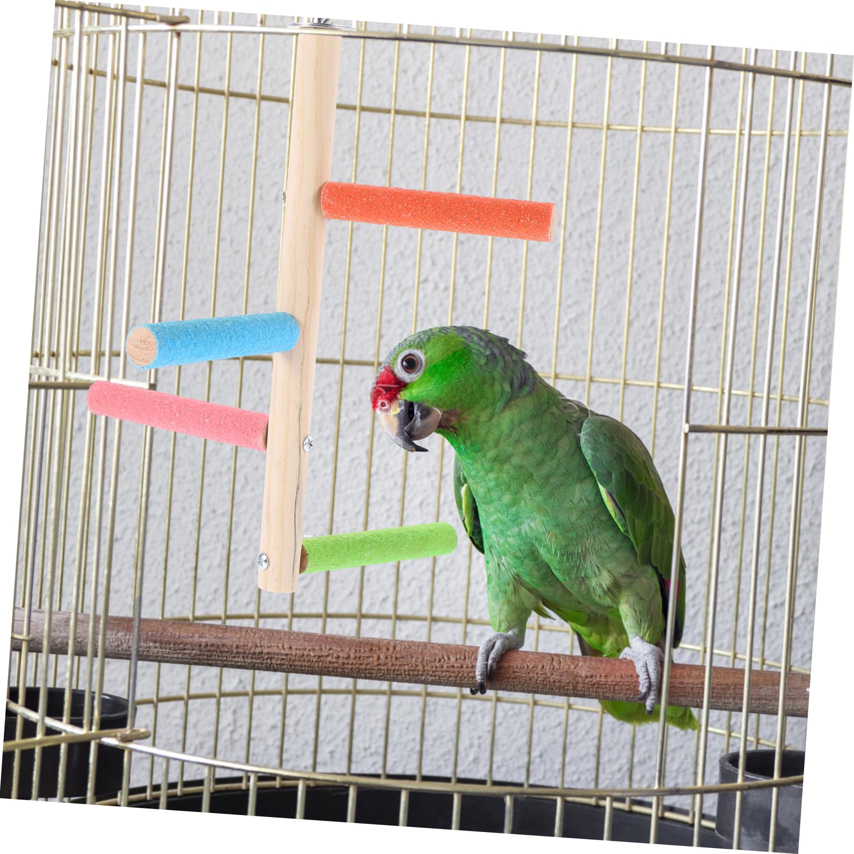 POPETPOP Natural Wood Bird Perch Stand Durable Cage Perch Accessories for Cockatiel Parrots Easy Installation Great for Exercise and Playtime Present for Bird Lovers