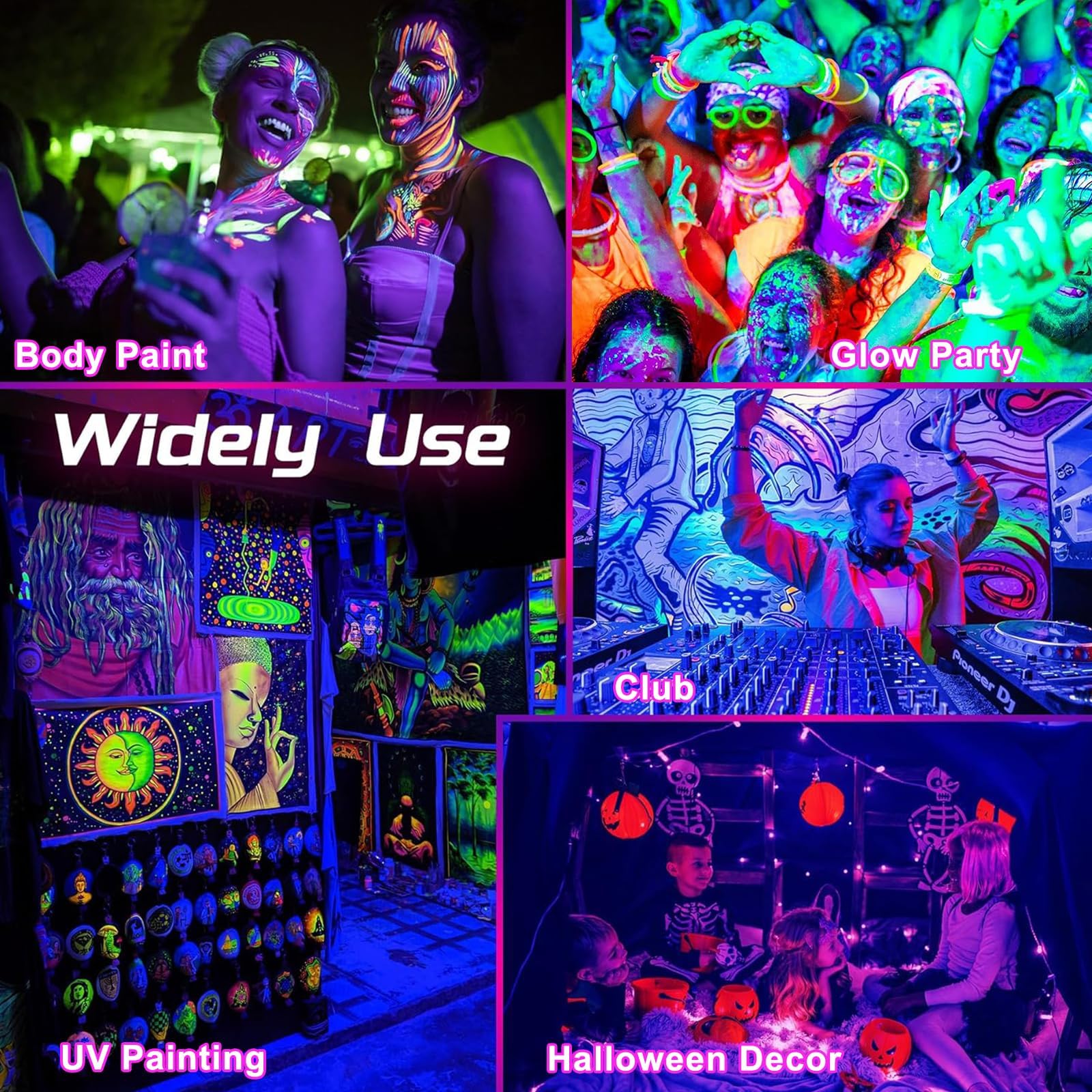 CREATESTAR Luz Negra Ultravioleta 2 Piezas, 100W Foco de luz negra LED, Luz UV impermeable IP65, luces negras para Bar Discoteca, fiesta luminosa, Pinta Corporal, iluminación de escenario, Halloween