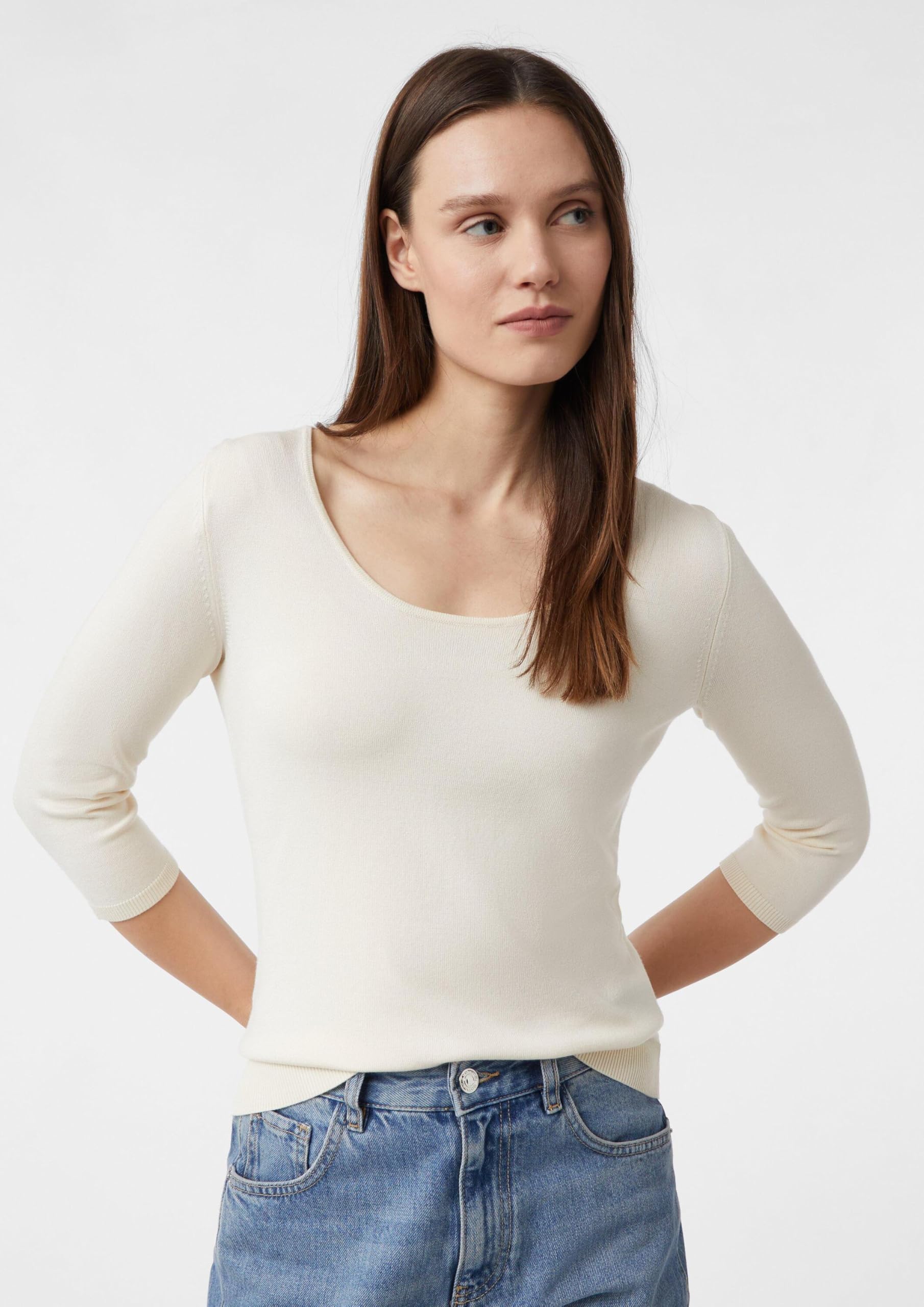 Comma Schmaler Feinstrickpullover aus Viskosemix