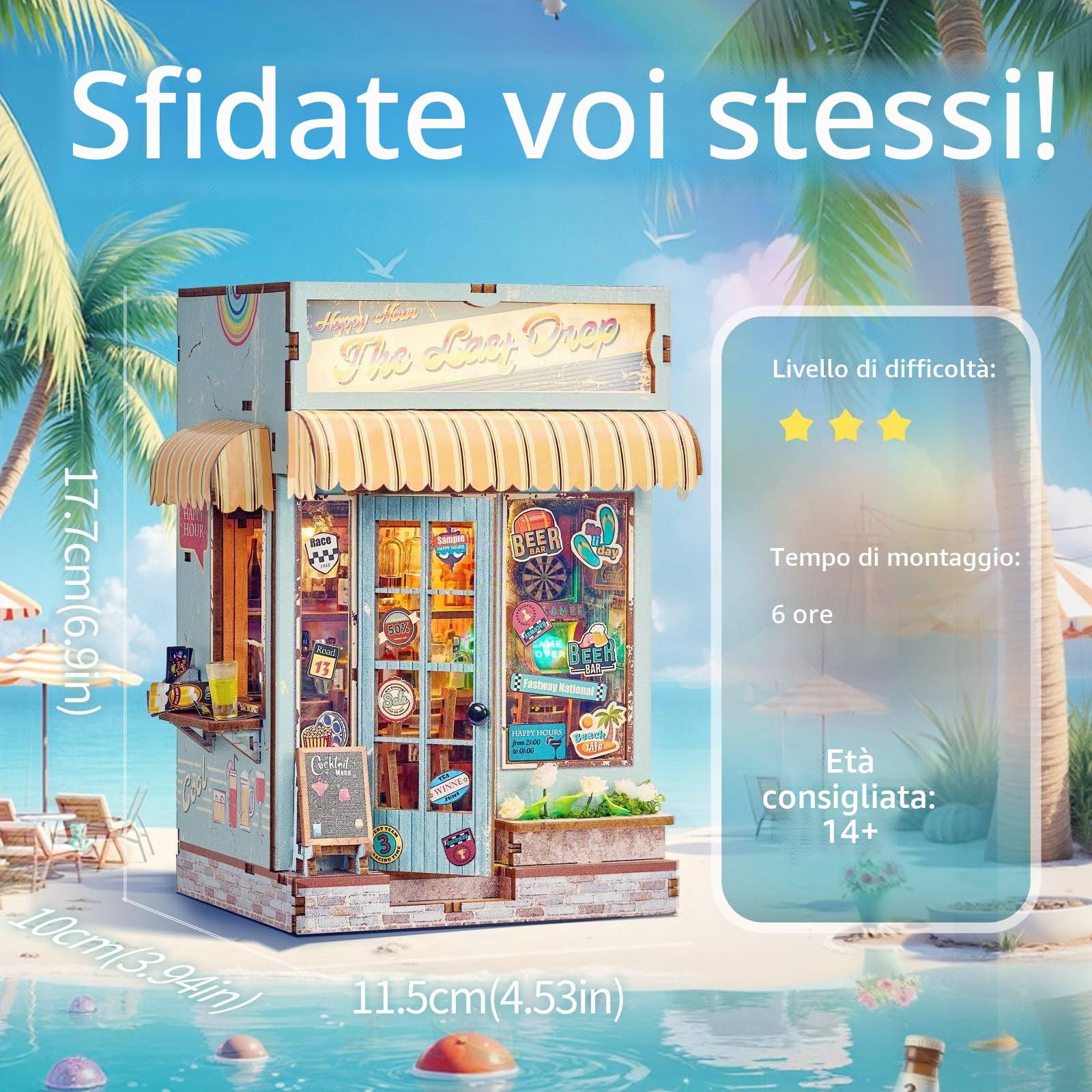 Jianyana 3D-miniature, Kit Book Nook DIY per Adulti con Luci LED da Montare Booknook Puzzle in Legno 3D, Set Creativo per la Decorazione della Libreria, Regali per Familiari e Amici