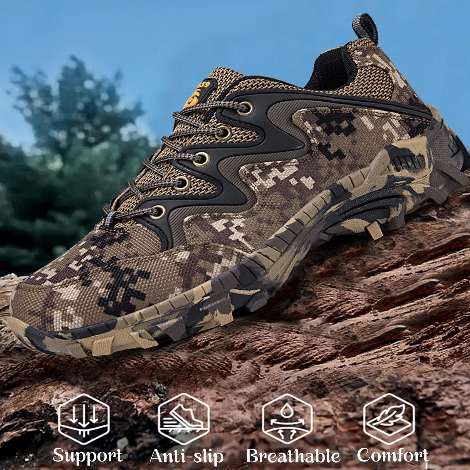 Hixingo Chaussures de Randonnée Homme Femmes, Camouflage Chaussure Randonnée Plein Air, Antidérapant Respirant Baskets de Marche