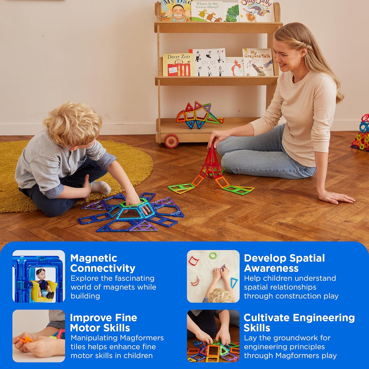 Magformers Girl Character 6 Pieces Add on, Rainbow Colors, Educational Magnetic Geometric Shapes Tiles Building STEM Toy Set Ages 3+