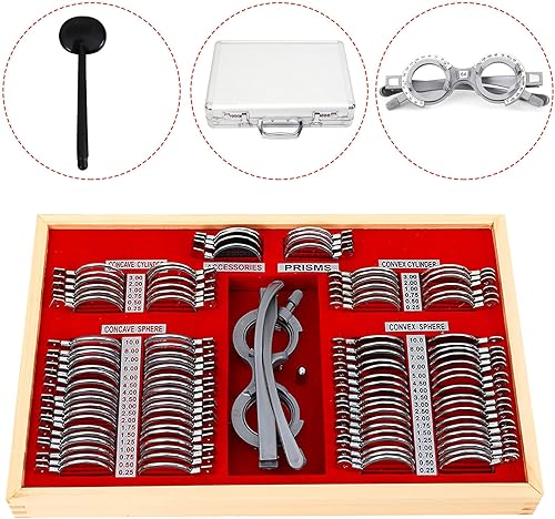 Miniatura 4 de TBVECHI Juego de lentes ópticas de prueba de 104 piezas, kit de optometría con borde de metal, carcasa de aluminio, marco de prueba, lentes